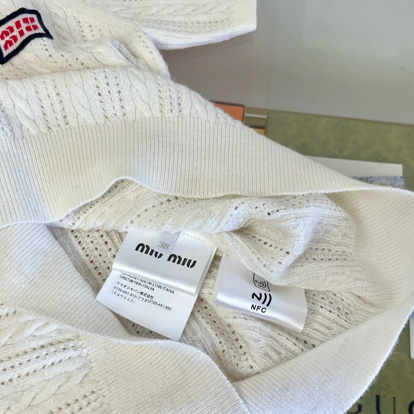 Logo-Patch Cable-Knit Cashmere Polo Shirt D28524049 — view 6
