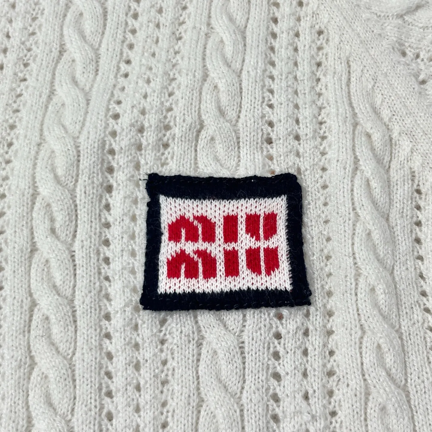 Logo-Patch Cable-Knit Cashmere Polo Shirt D28524049 — view 7
