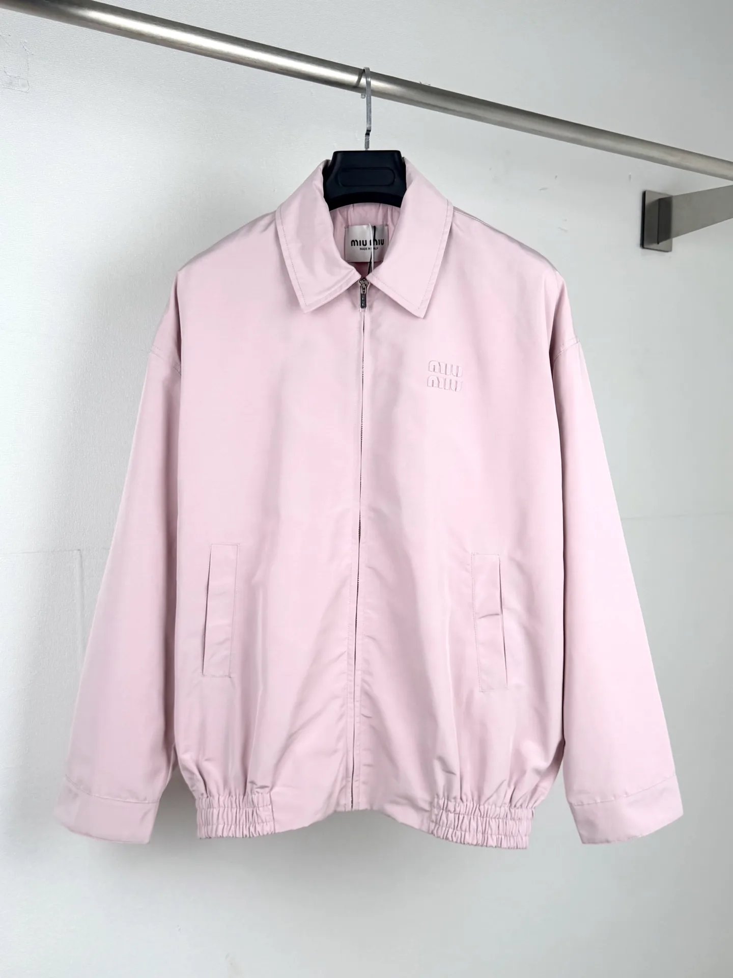 Embroidered Logo Zip-Up Harrington Jacket D29021310