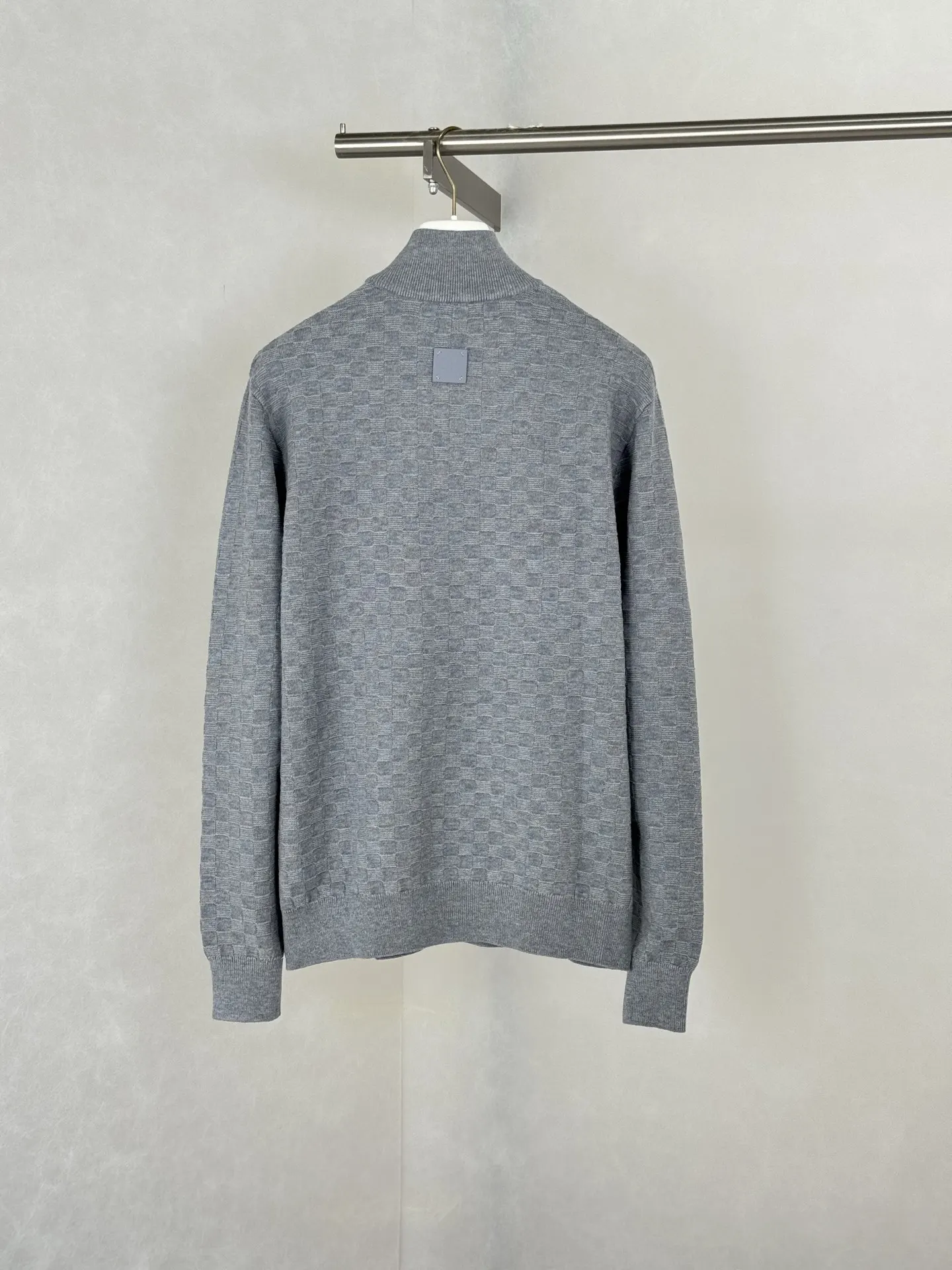 Damier Jacquard Half-Zip Wool Sweater D29521229 — view 2