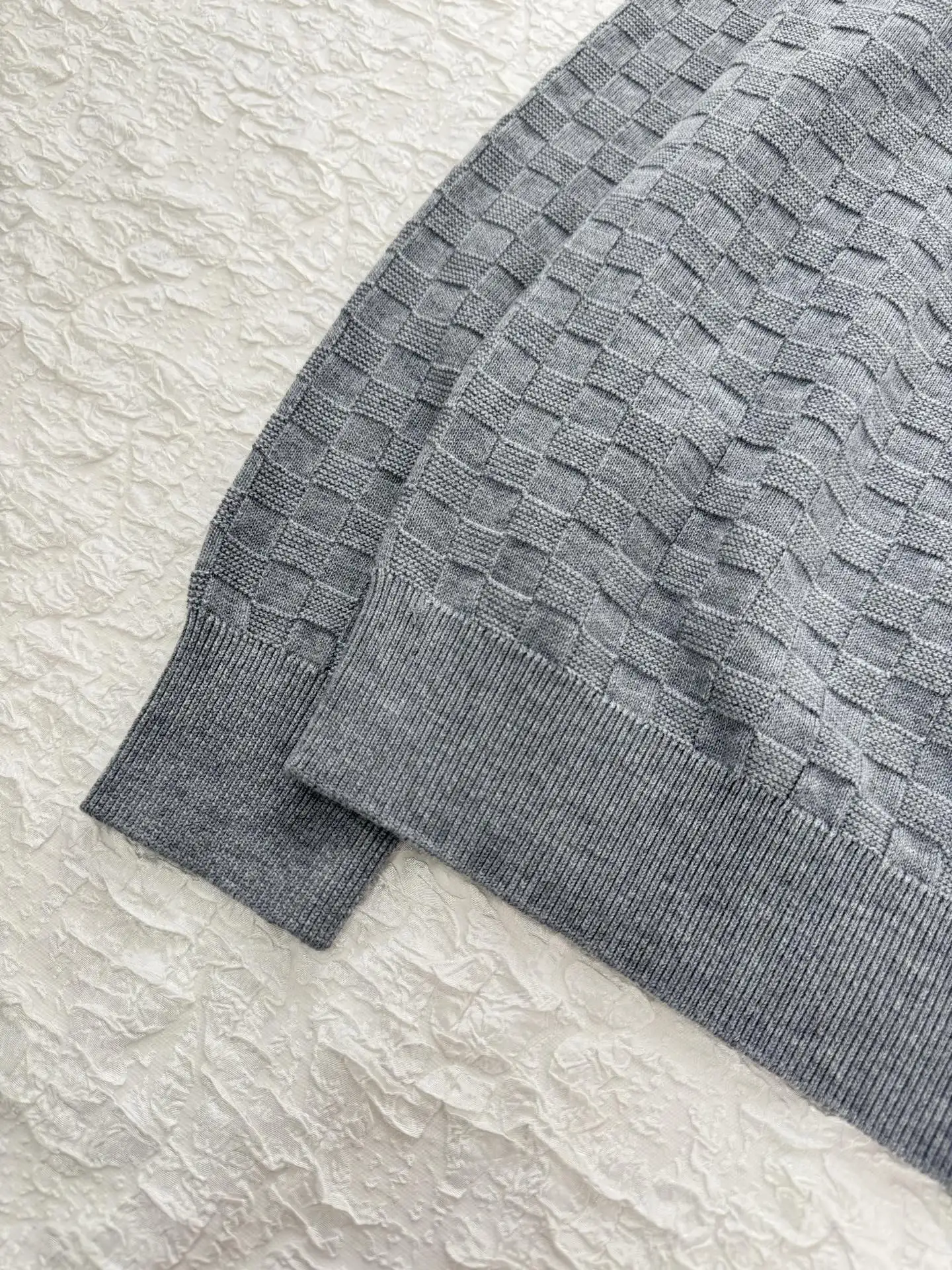 Damier Jacquard Half-Zip Wool Sweater D29521229 — view 5