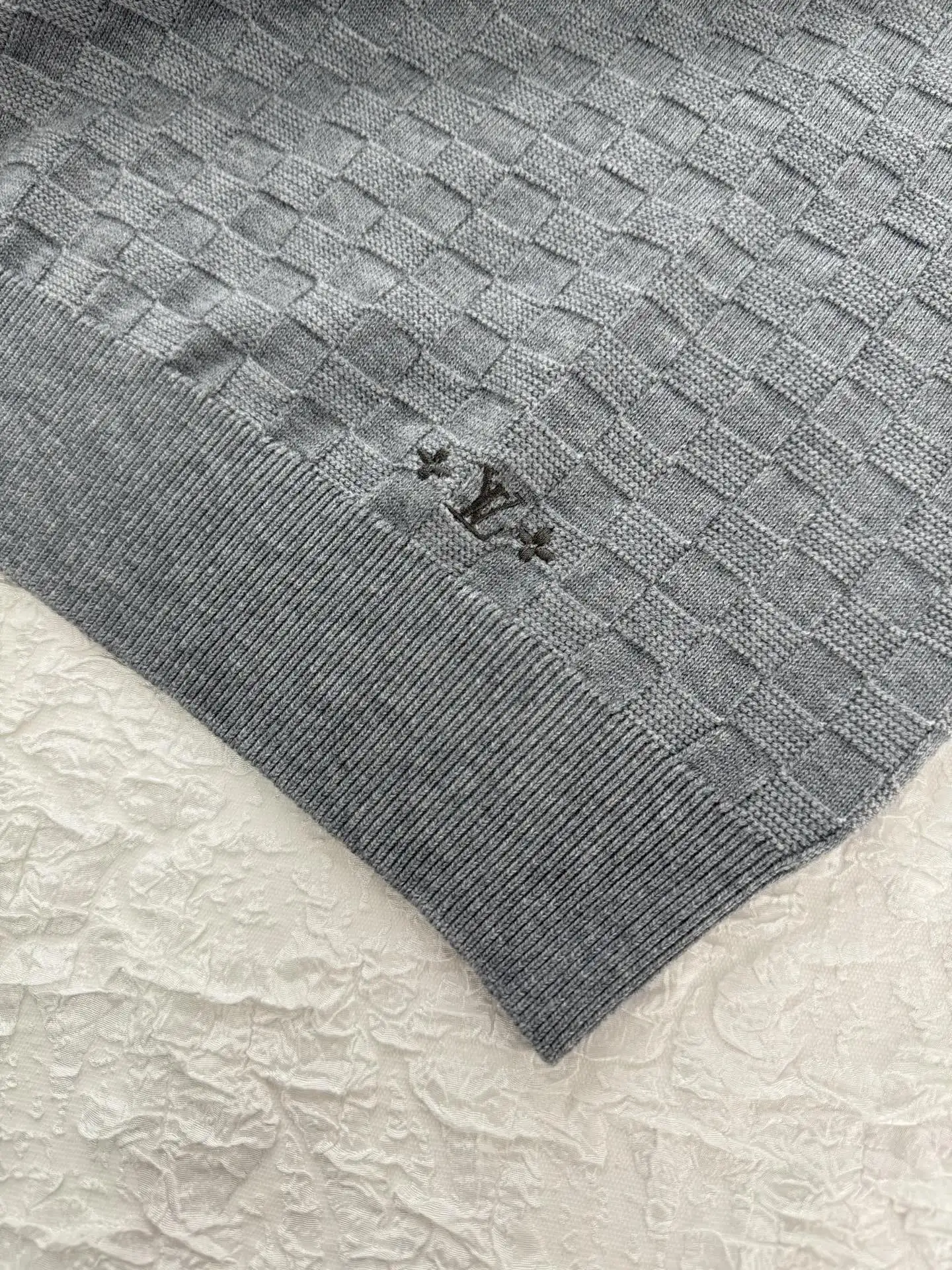 Damier Jacquard Half-Zip Wool Sweater D29521229 — view 6