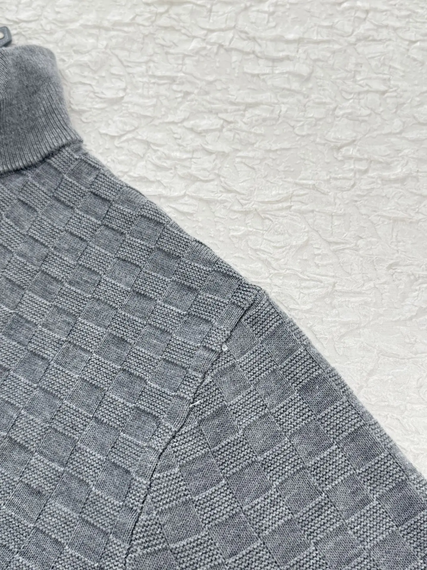 Damier Jacquard Half-Zip Wool Sweater D29521229 — view 7