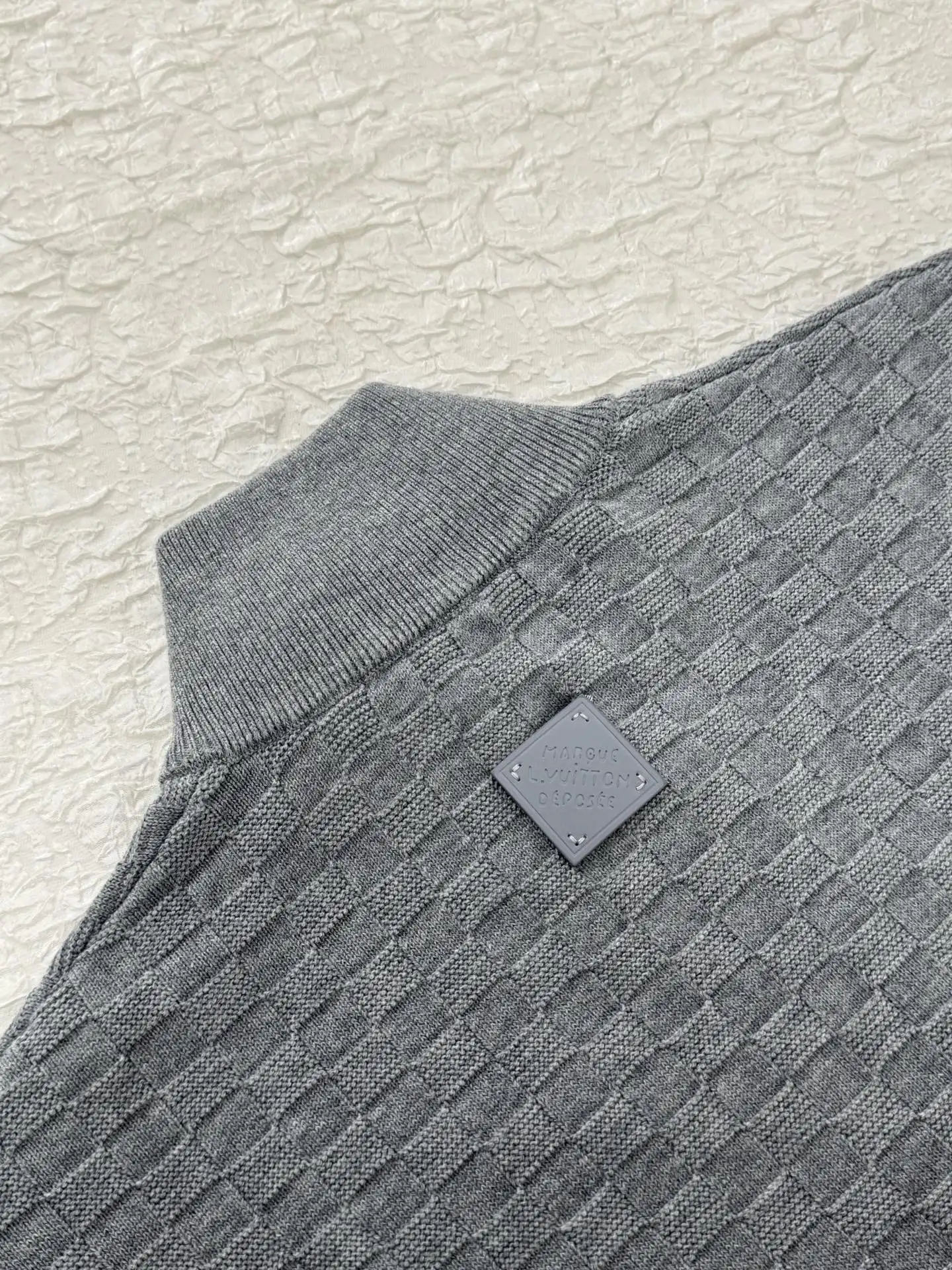 Damier Jacquard Half-Zip Wool Sweater D29521229 — view 9