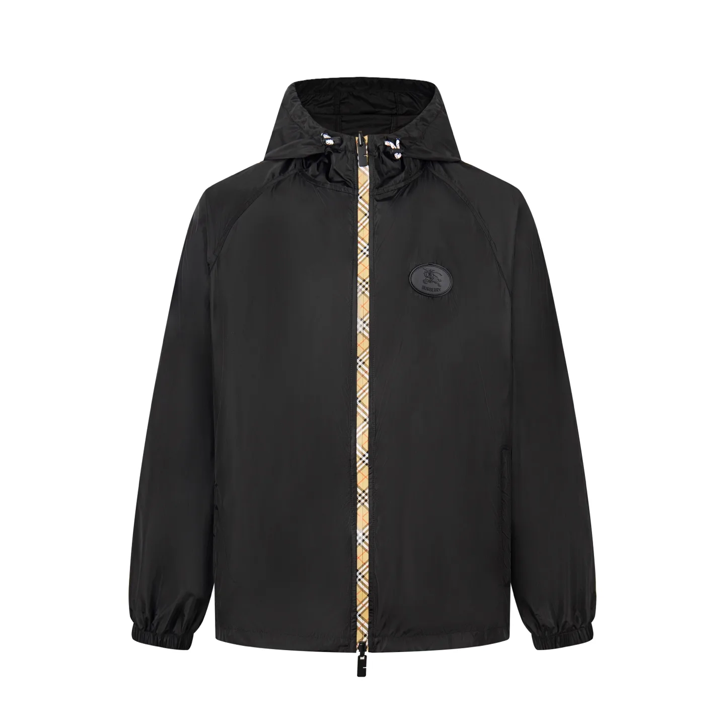 Check-Placket Hooded Nylon Jacket D29522970