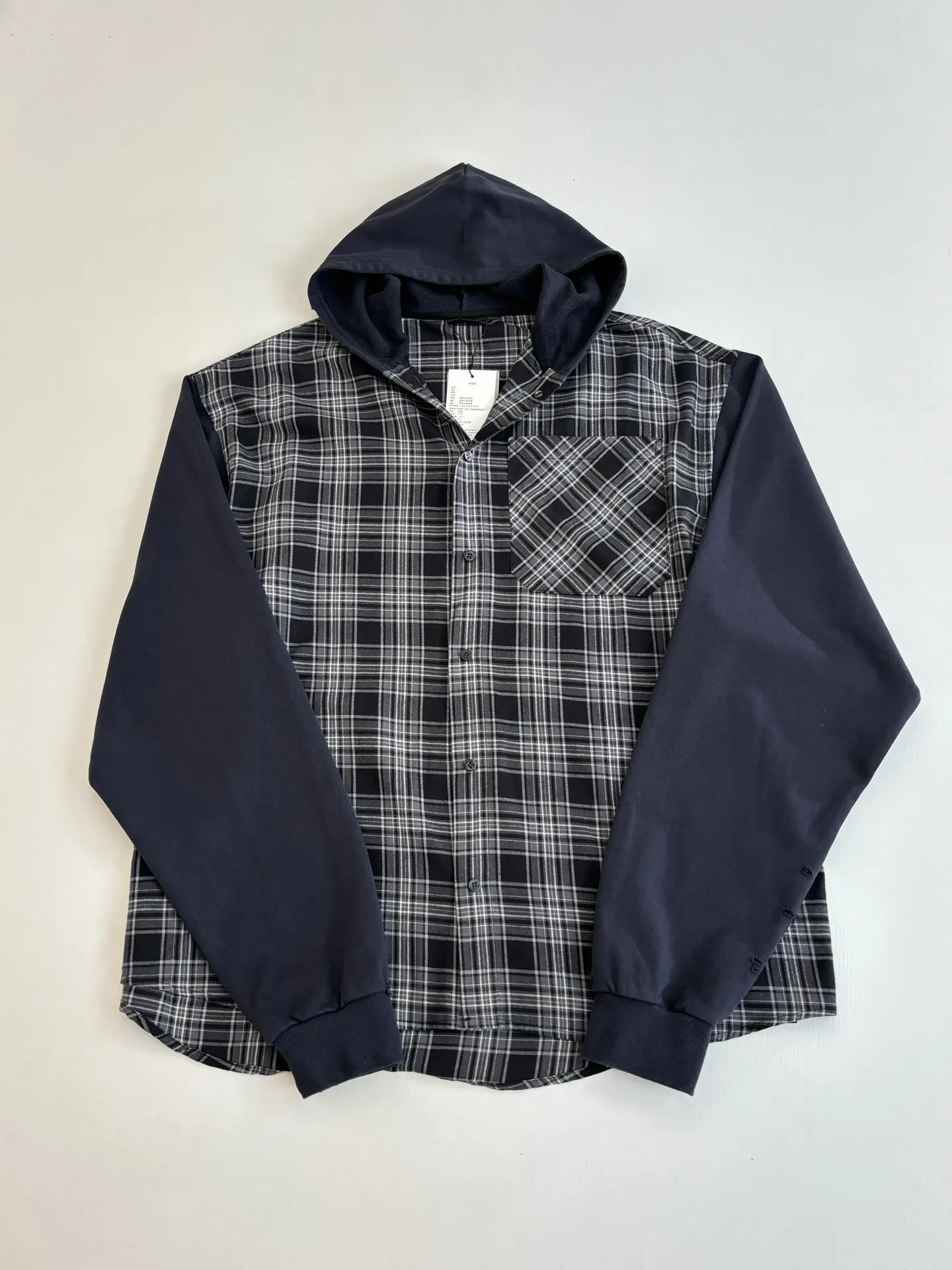 Layered Plaid Flannel Hooded Shirt D30023908 — view 3