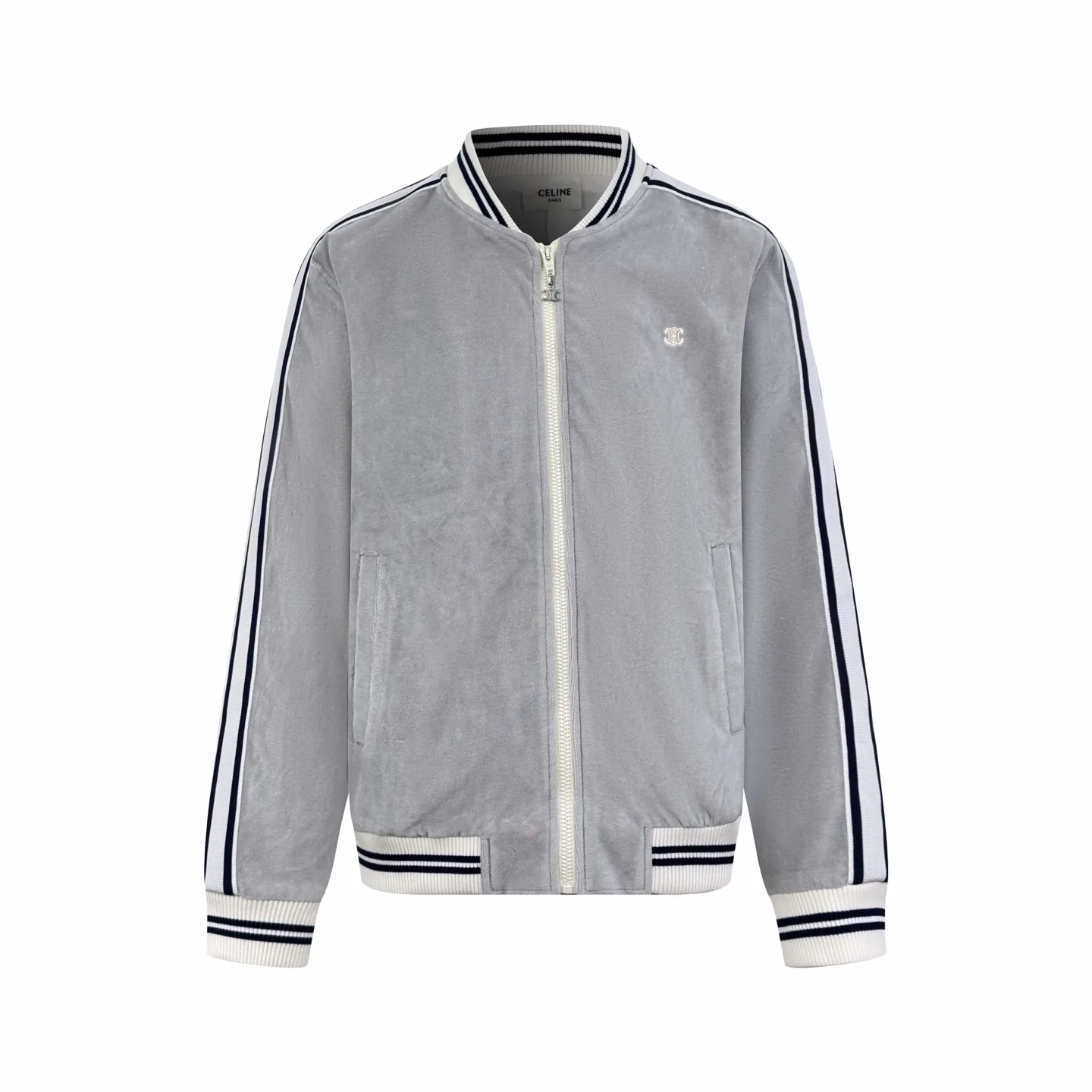 Triomphe Embroidered Velour Bomber Jacket D30023188