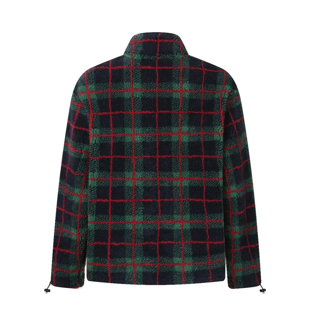 Plaid Wool-Blend Fleece Zip-Up Jacket D30021216 — view 3
