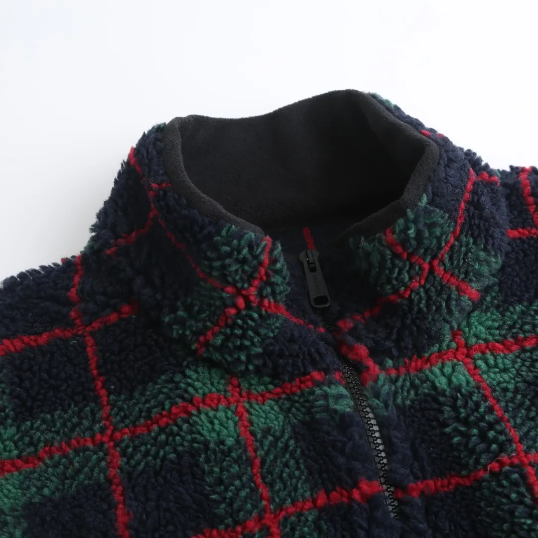 Plaid Wool-Blend Fleece Zip-Up Jacket D30021216 — view 4