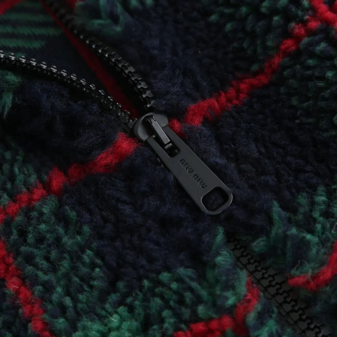 Plaid Wool-Blend Fleece Zip-Up Jacket D30021216 — view 5