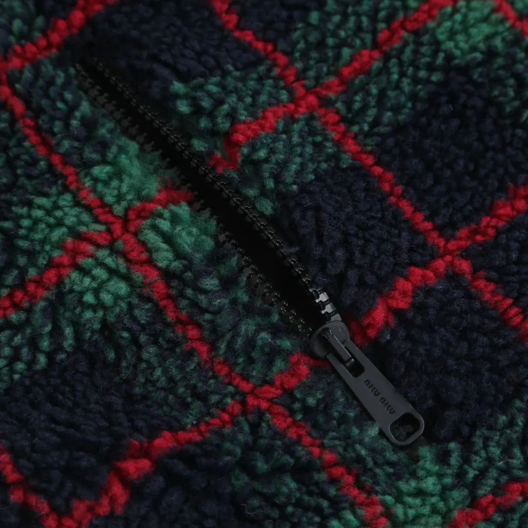 Plaid Wool-Blend Fleece Zip-Up Jacket D30021216 — view 8