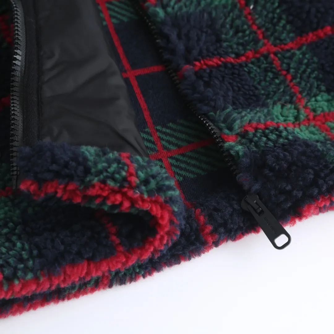 Plaid Wool-Blend Fleece Zip-Up Jacket D30021216 — view 11