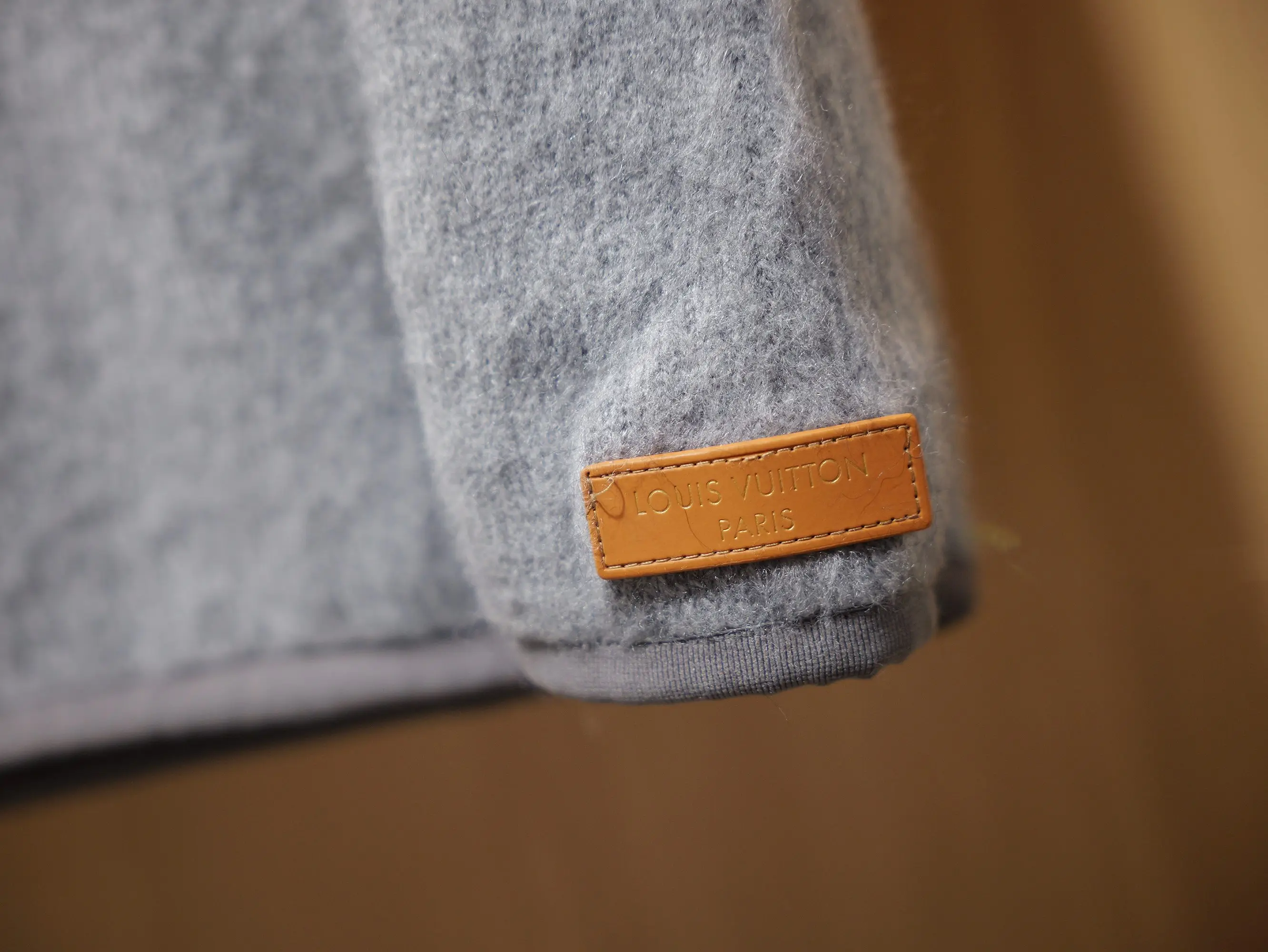 Leather-Trimmed Brushed Knit Pullover D30522715 — view 4