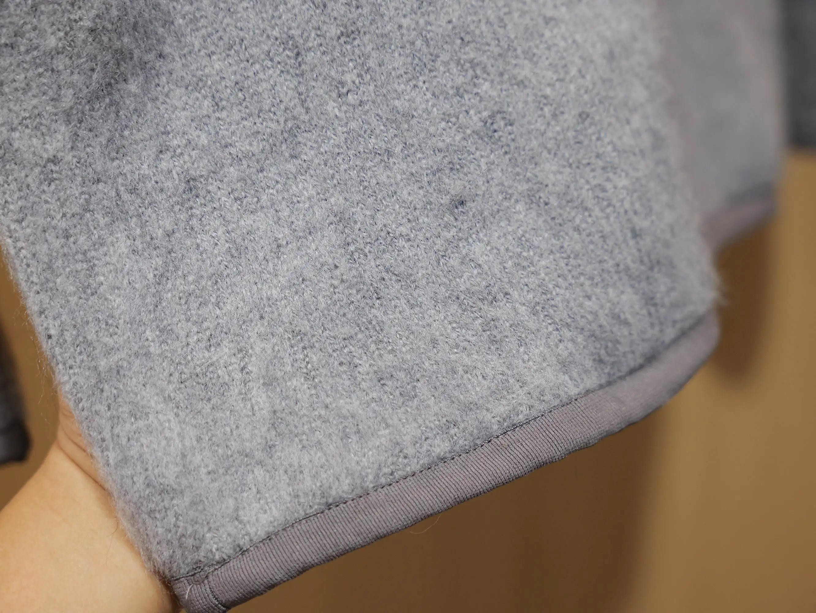 Leather-Trimmed Brushed Knit Pullover D30522715 — view 6