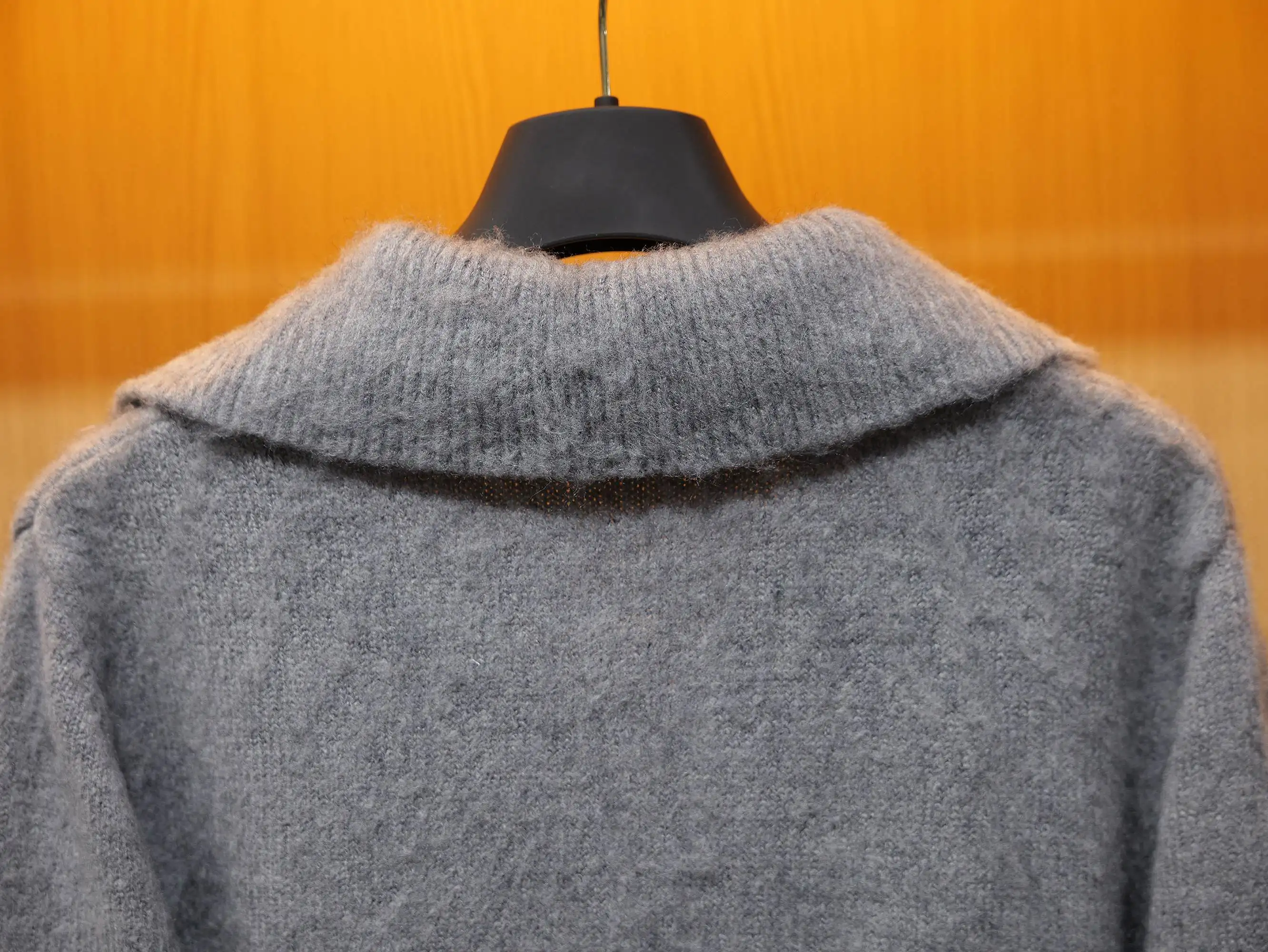 Leather-Trimmed Brushed Knit Pullover D30522715 — view 7