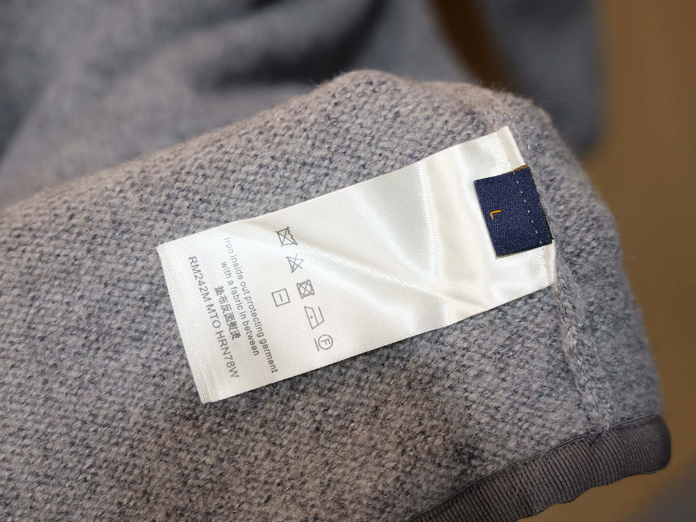 Leather-Trimmed Brushed Knit Pullover D30522715 — view 9