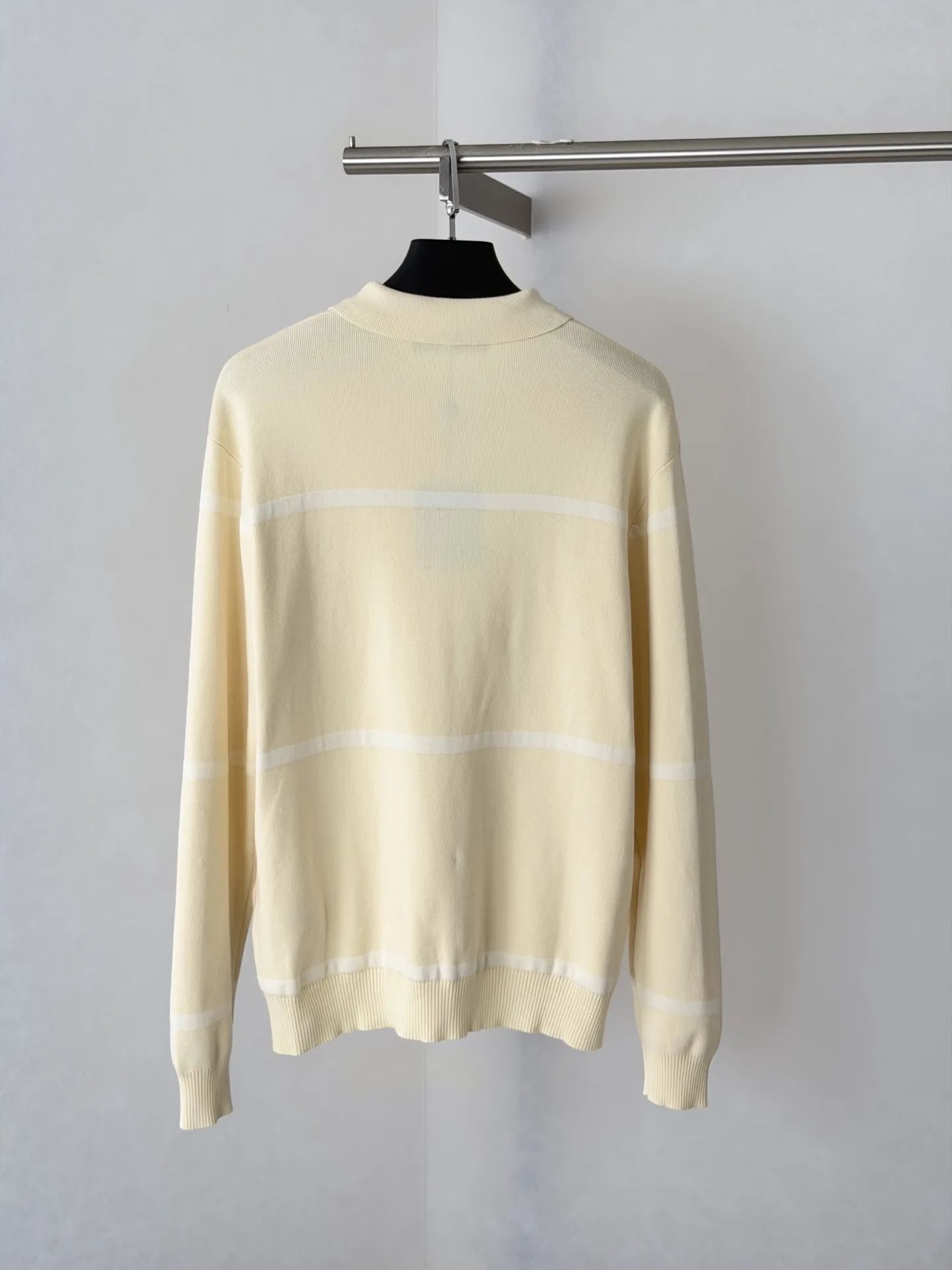Striped Knit Long-Sleeve Polo Shirt D30524746 — view 2