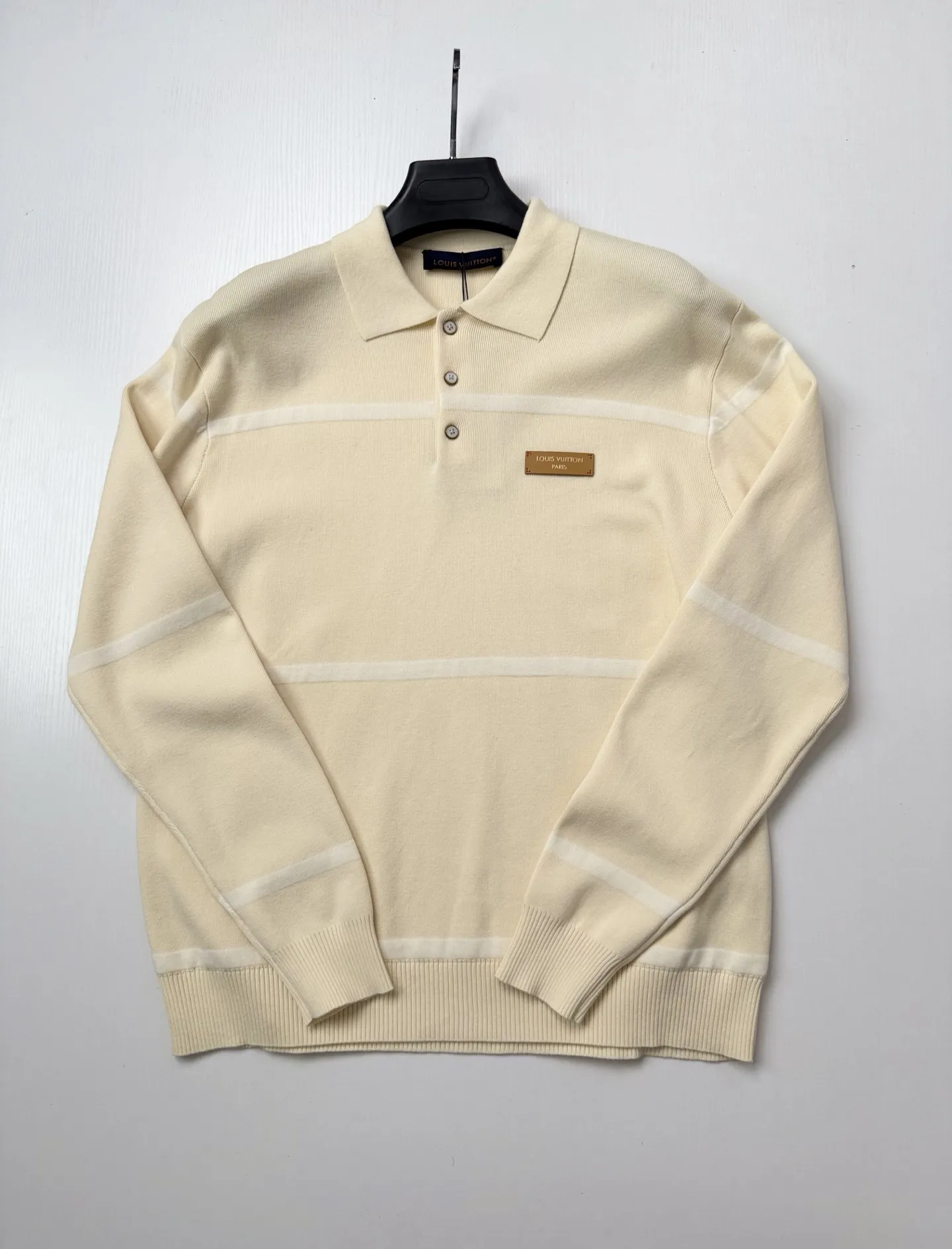 Striped Knit Long-Sleeve Polo Shirt D30524746 — view 3