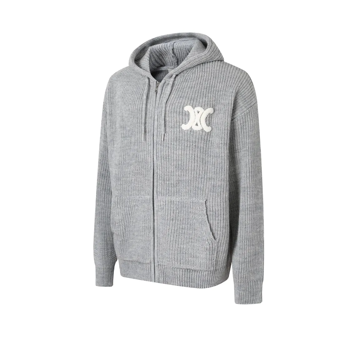 Triomphe Logo Merino Wool Zip-Up Knit Hoodie D30523210 — view 2