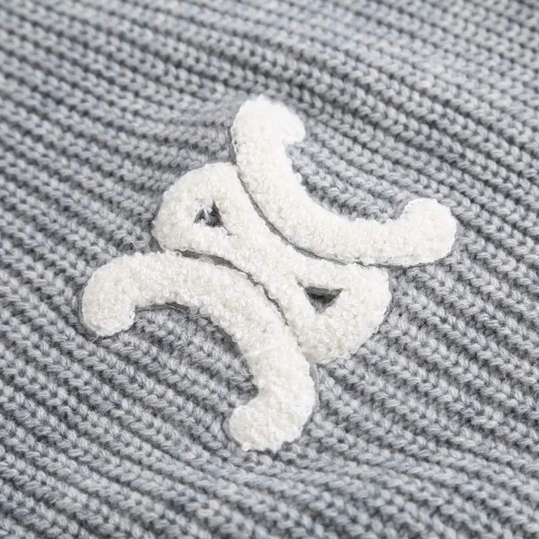 Triomphe Logo Merino Wool Zip-Up Knit Hoodie D30523210 — view 8