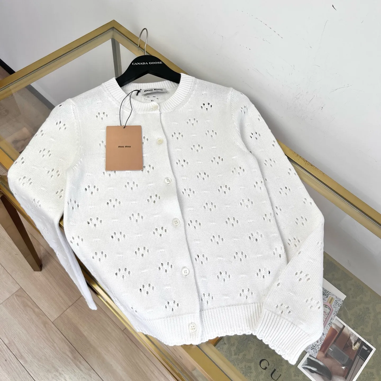 Pointelle Knit Cotton Cardigan D30524199 — view 2