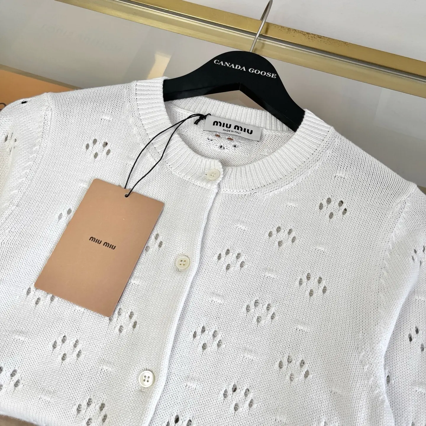 Pointelle Knit Cotton Cardigan D30524199 — view 4