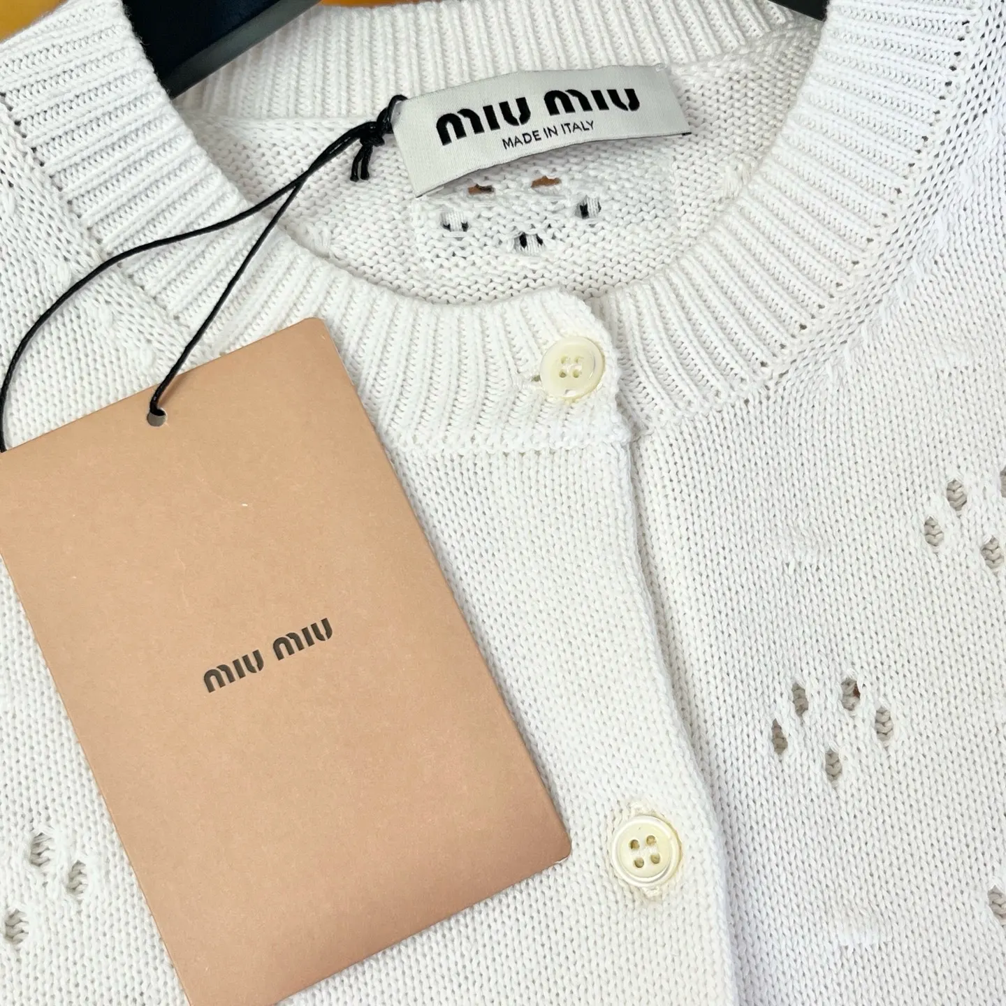 Pointelle Knit Cotton Cardigan D30524199 — view 5