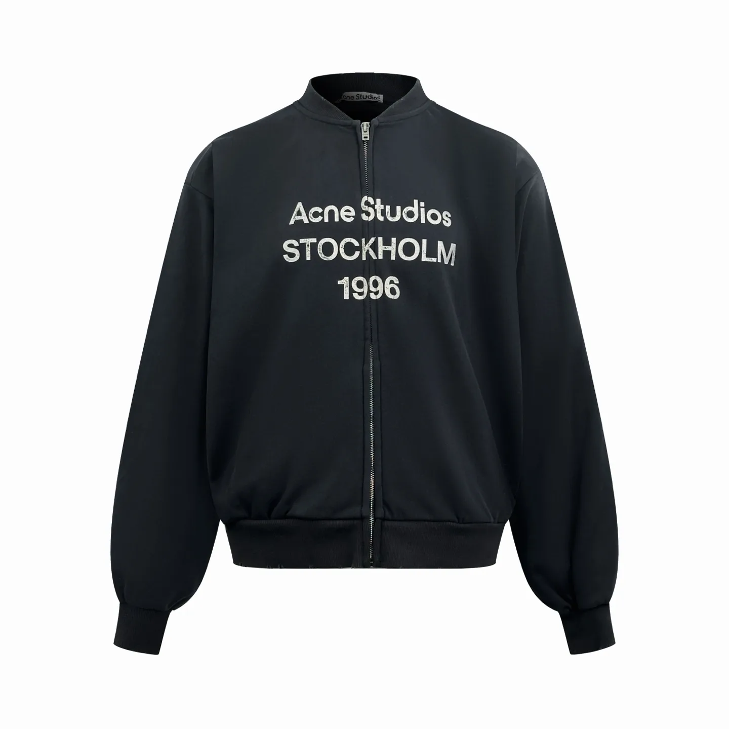 Logo Print Distressed Zip-Up Sweatshirt D31024779