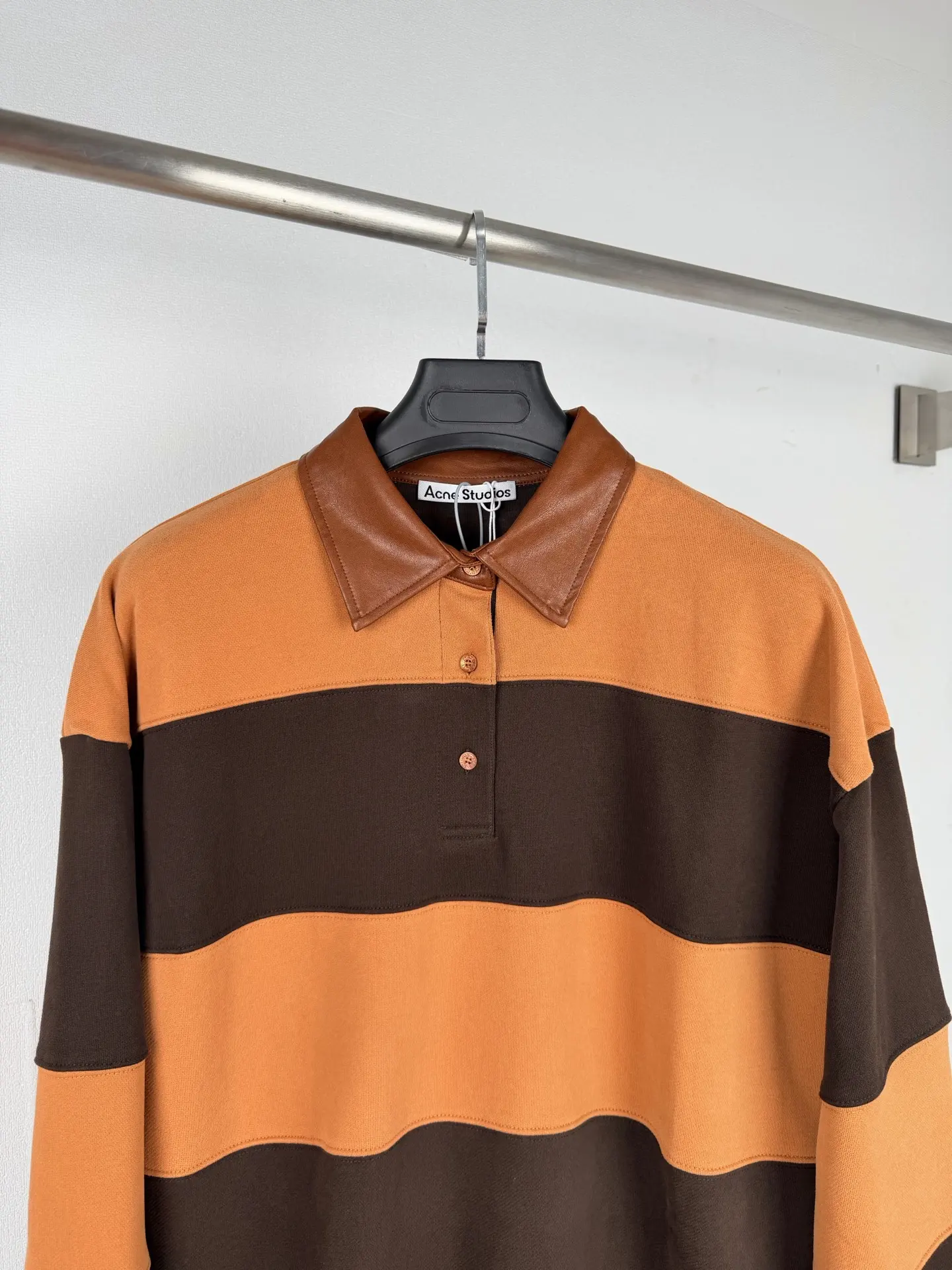 Striped Cotton-Jersey Sweatshirt with Leather Collar D31021293 — view 2