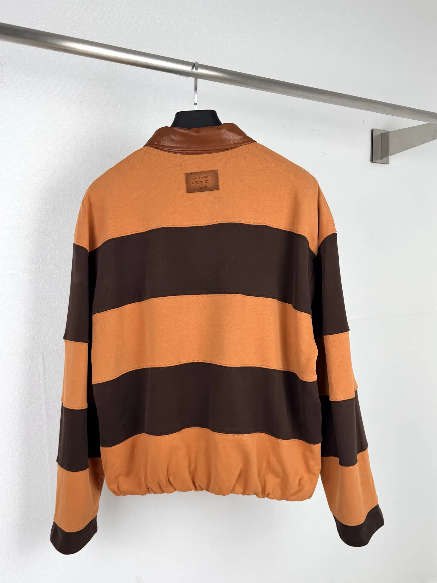 Striped Cotton-Jersey Sweatshirt with Leather Collar D31021293 — view 3