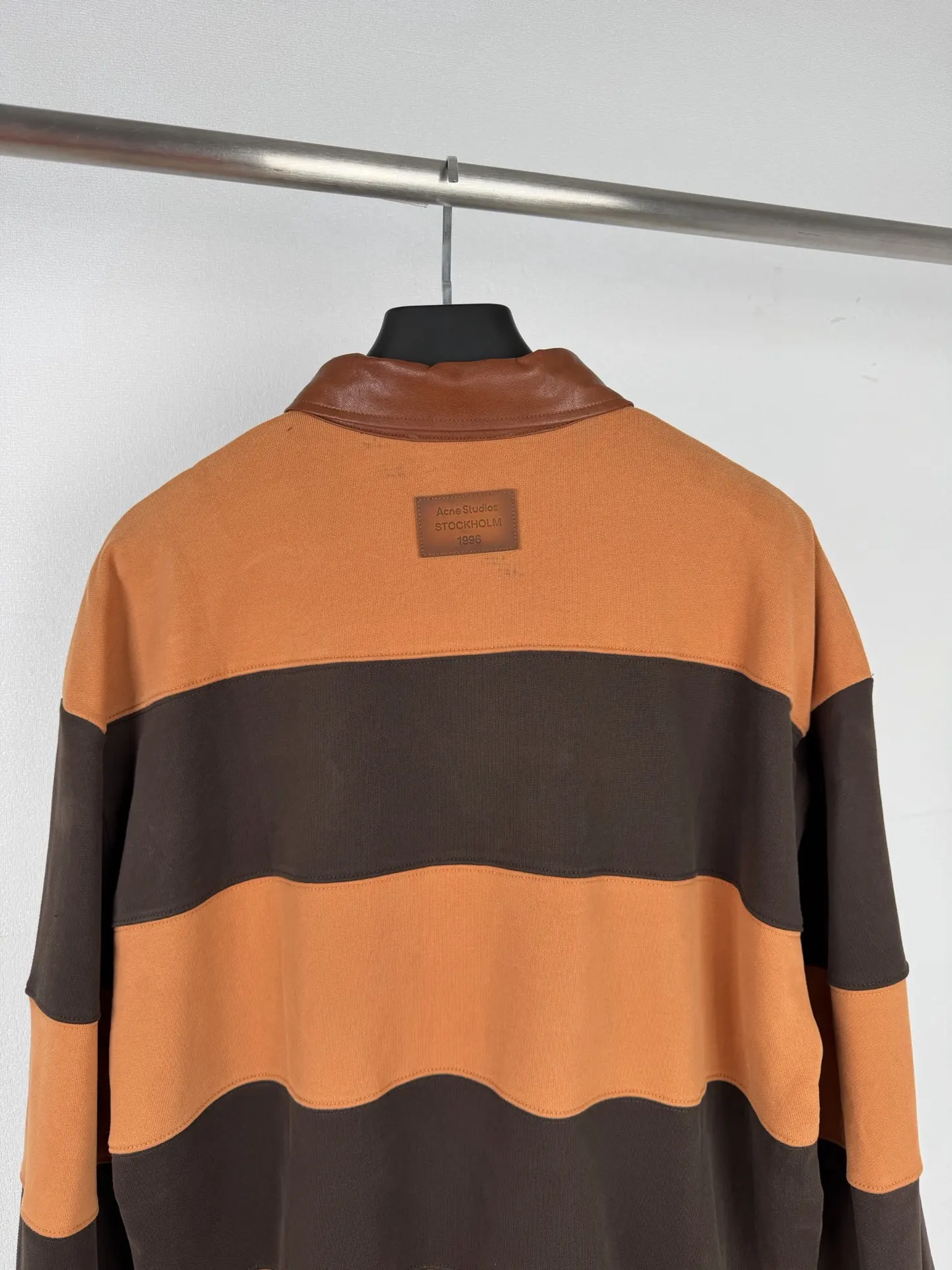 Striped Cotton-Jersey Sweatshirt with Leather Collar D31021293 — view 4