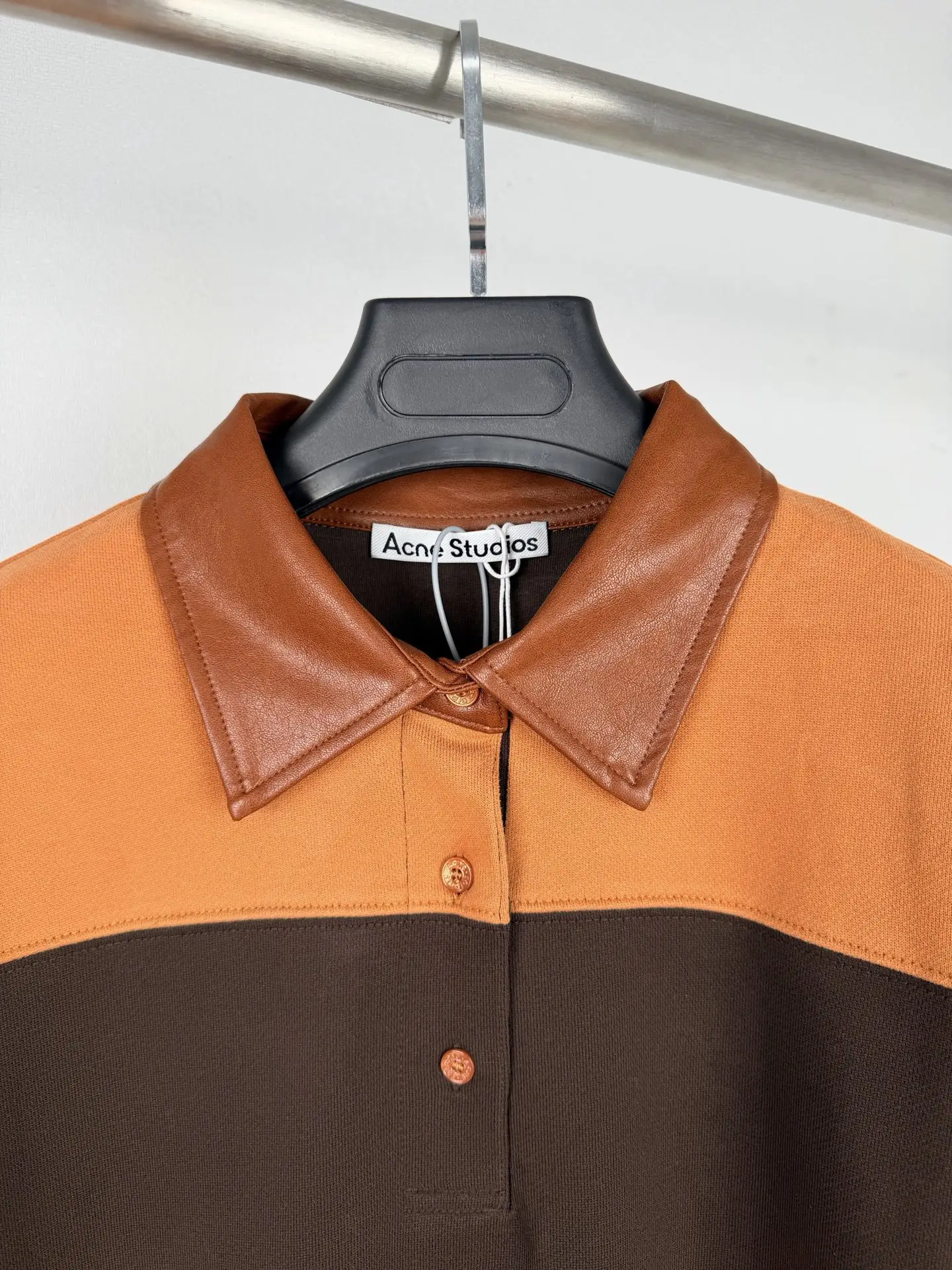 Striped Cotton-Jersey Sweatshirt with Leather Collar D31021293 — view 5
