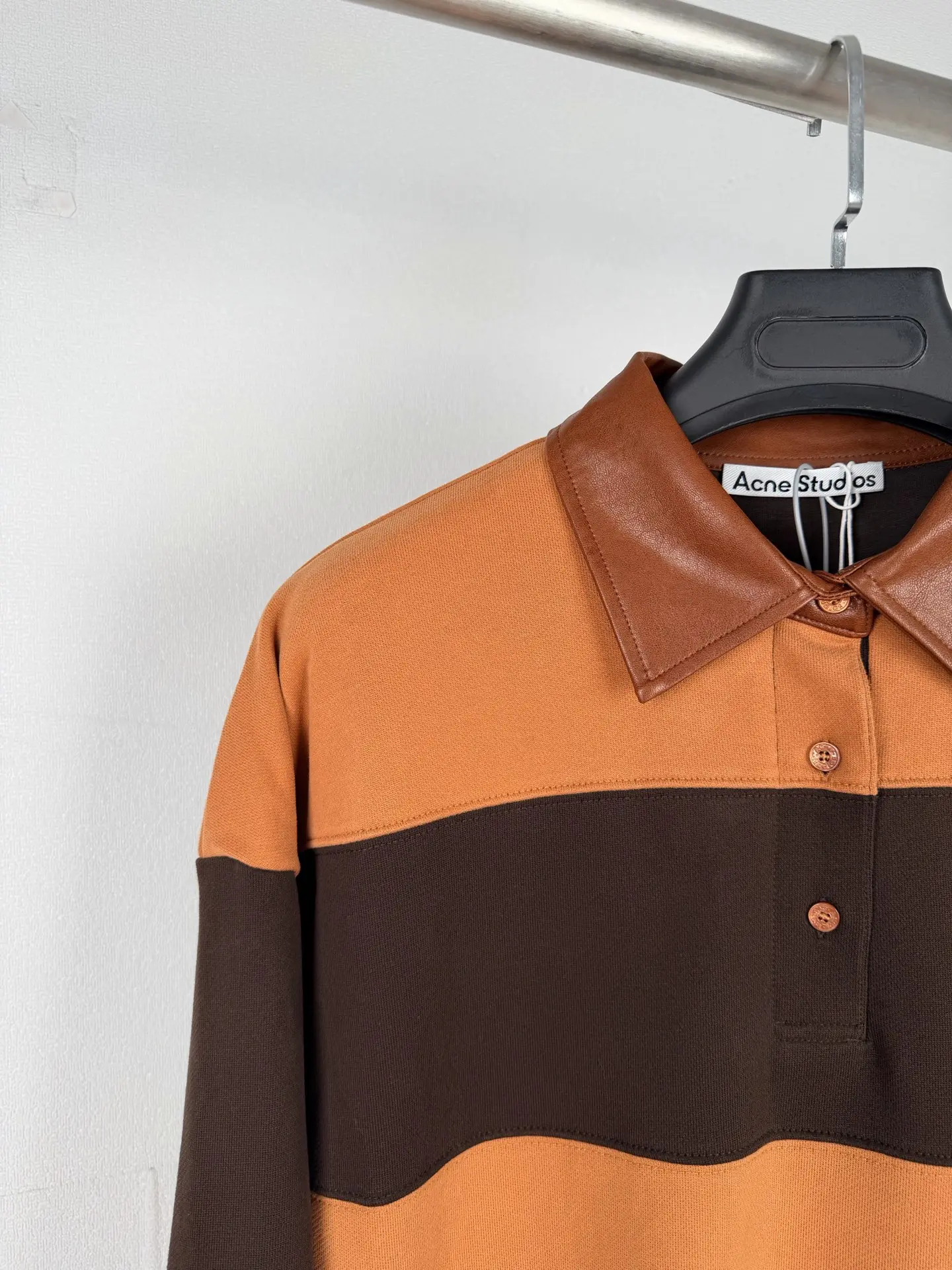 Striped Cotton-Jersey Sweatshirt with Leather Collar D31021293 — view 6