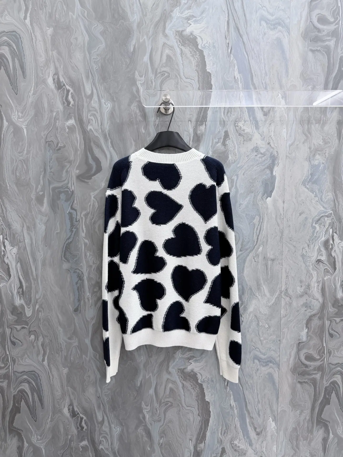 Heart-Intarsia Crew-Neck Knit Sweater D31523340 — view 2