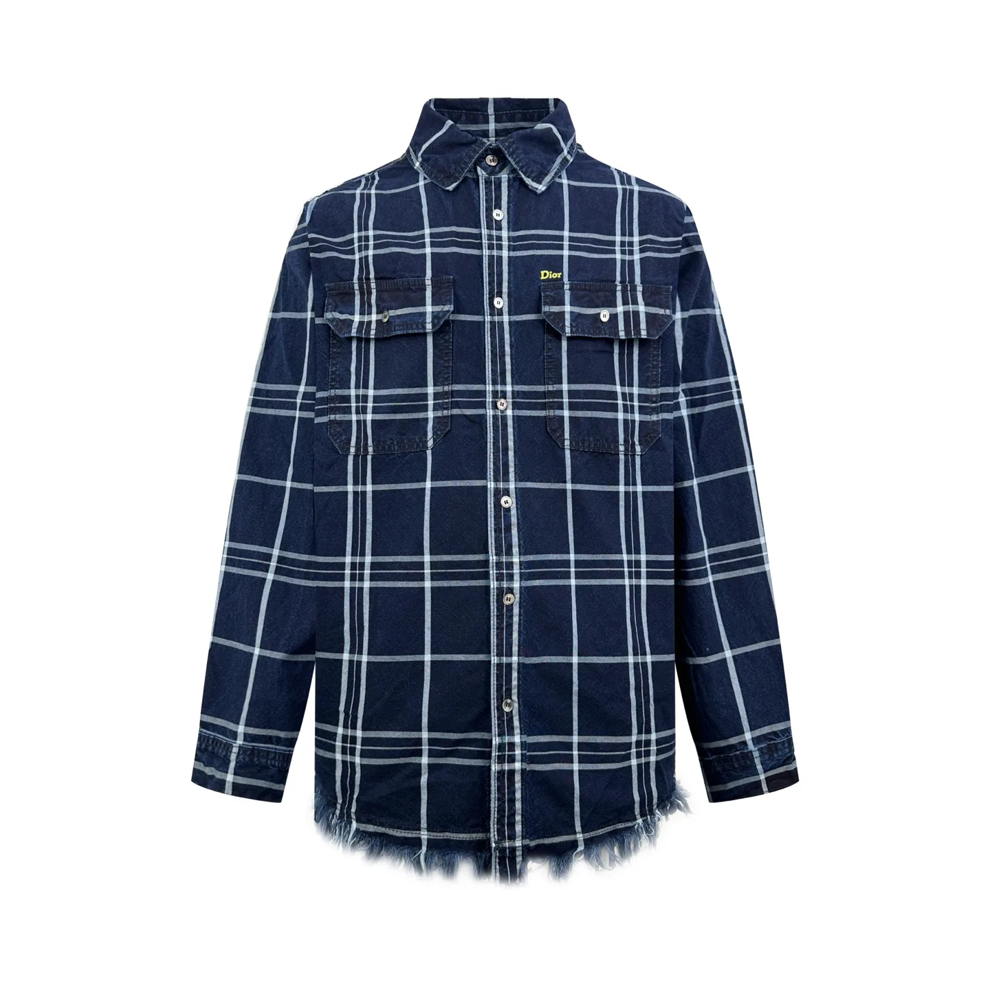 Fringed Checked Denim Overshirt D32023216