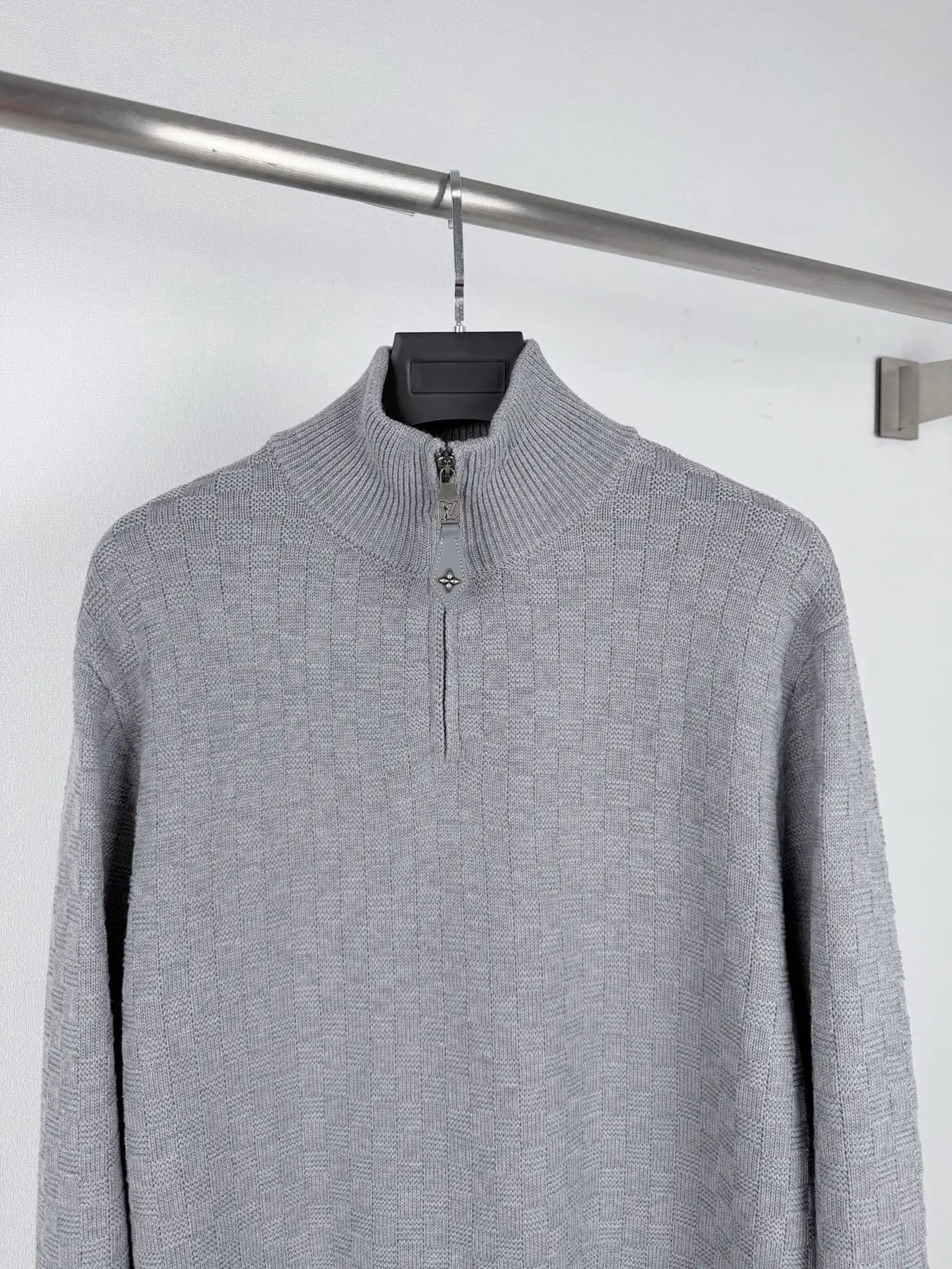 Damier Half-Zip Embroidered Knit Sweater D32021319 — view 2