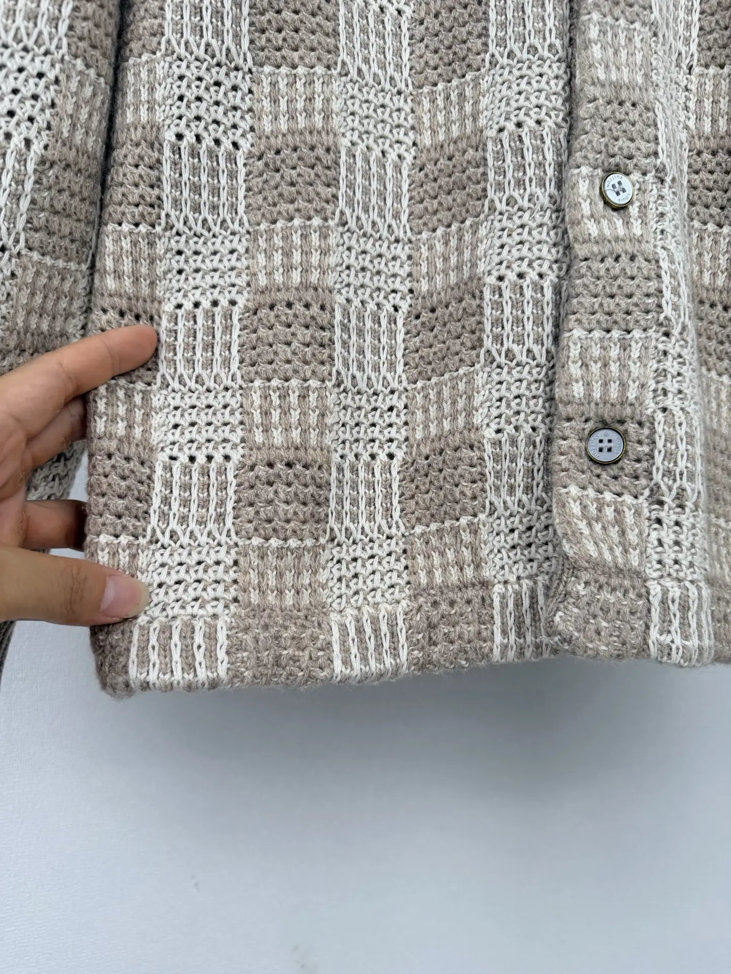 Damier Tweed Jacquard Knit Cardigan D32021316 — view 9