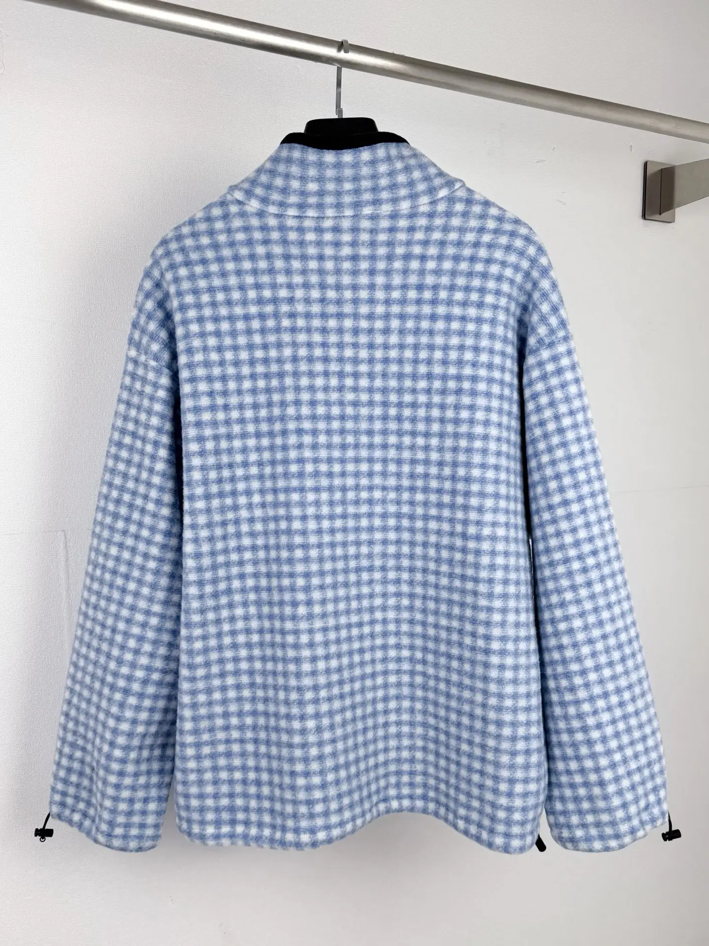 Gingham Embroidered Fleece Zip-Up Jacket D32021313 — view 3