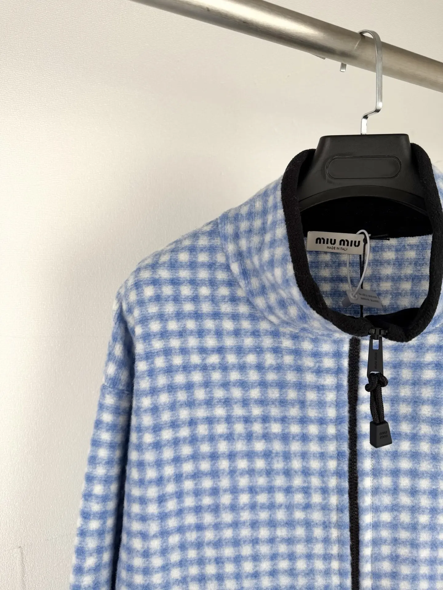 Gingham Embroidered Fleece Zip-Up Jacket D32021313 — view 7