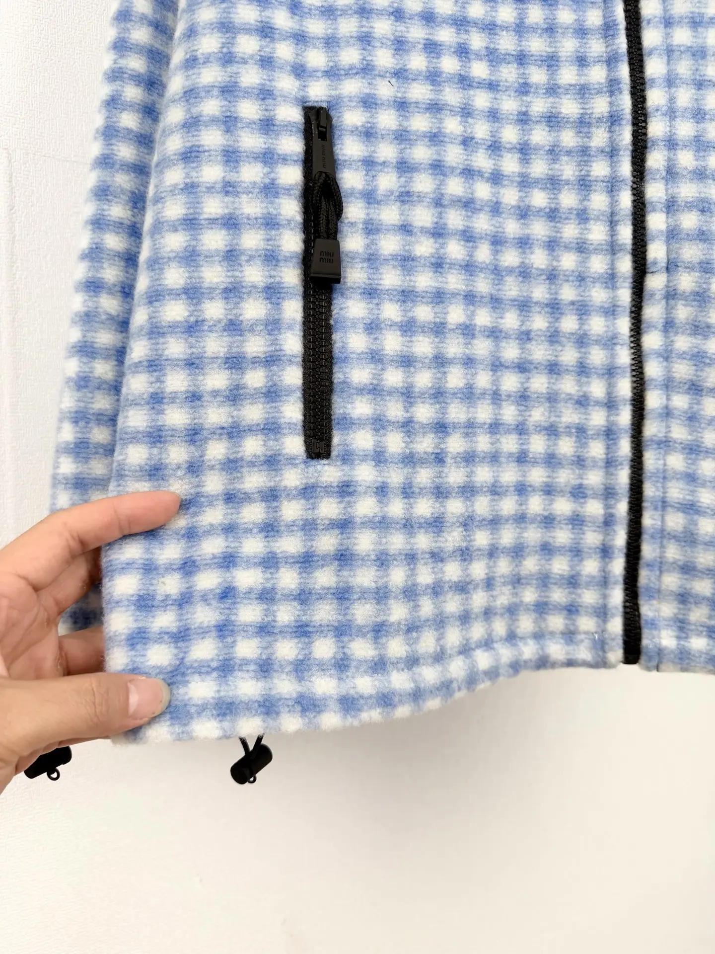 Gingham Embroidered Fleece Zip-Up Jacket D32021313 — view 9