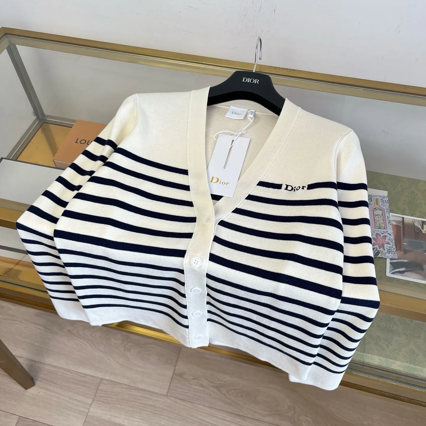 Dioriviera Marinière Striped Knit Cardigan D32024044 — view 3