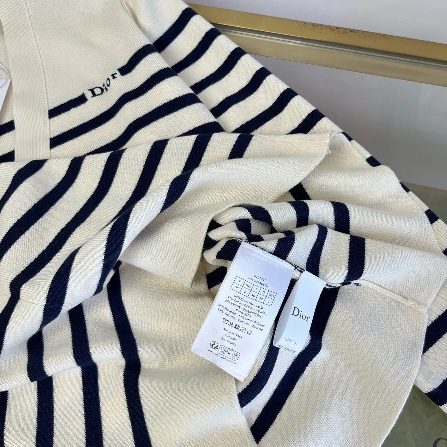 Dioriviera Marinière Striped Knit Cardigan D32024044 — view 9