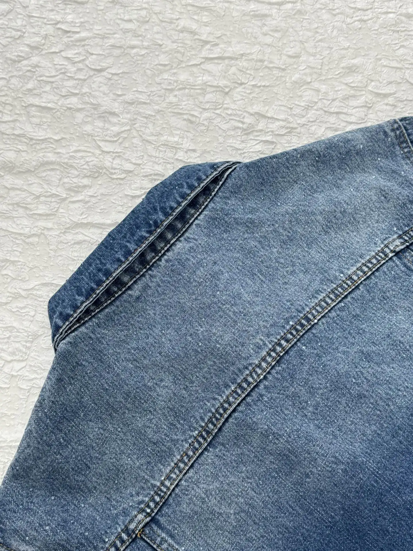 Embellished Washed Denim Jacket with Pearl Buttons D32521227 — view 12