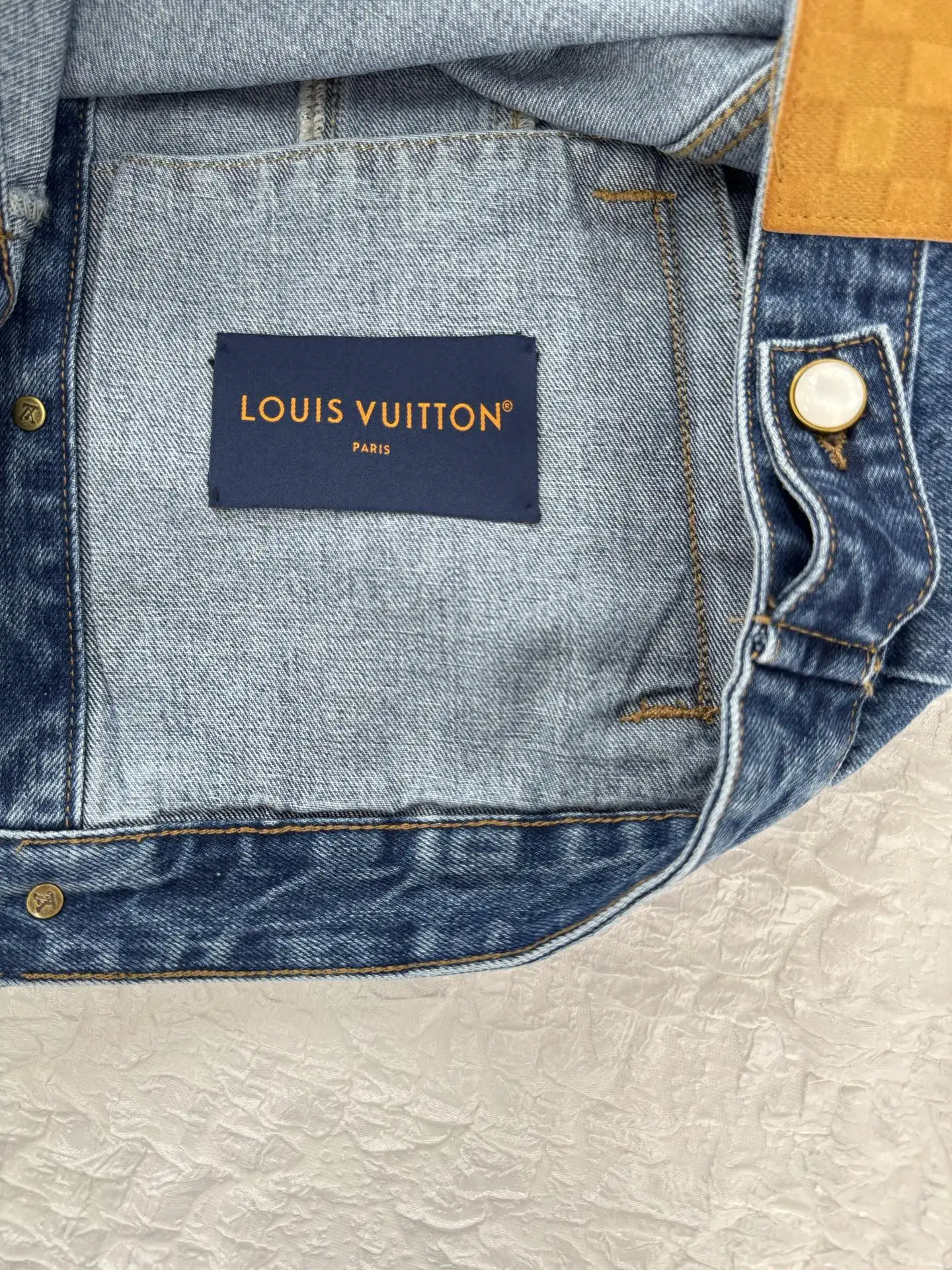 Embellished Washed Denim Jacket with Pearl Buttons D32521227 — view 13