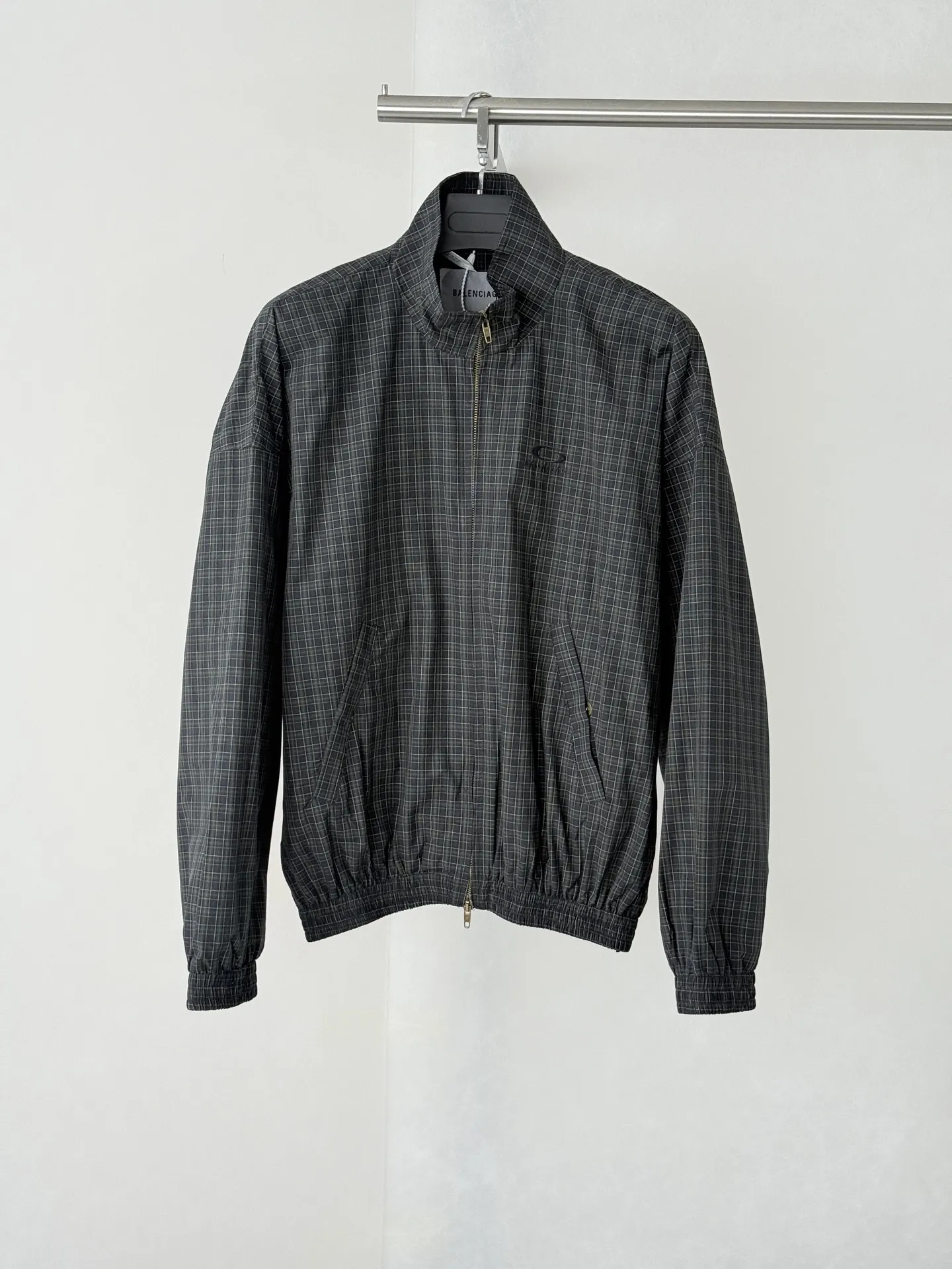 Checked Funnel-Neck Zip-Up Jacket D32523904