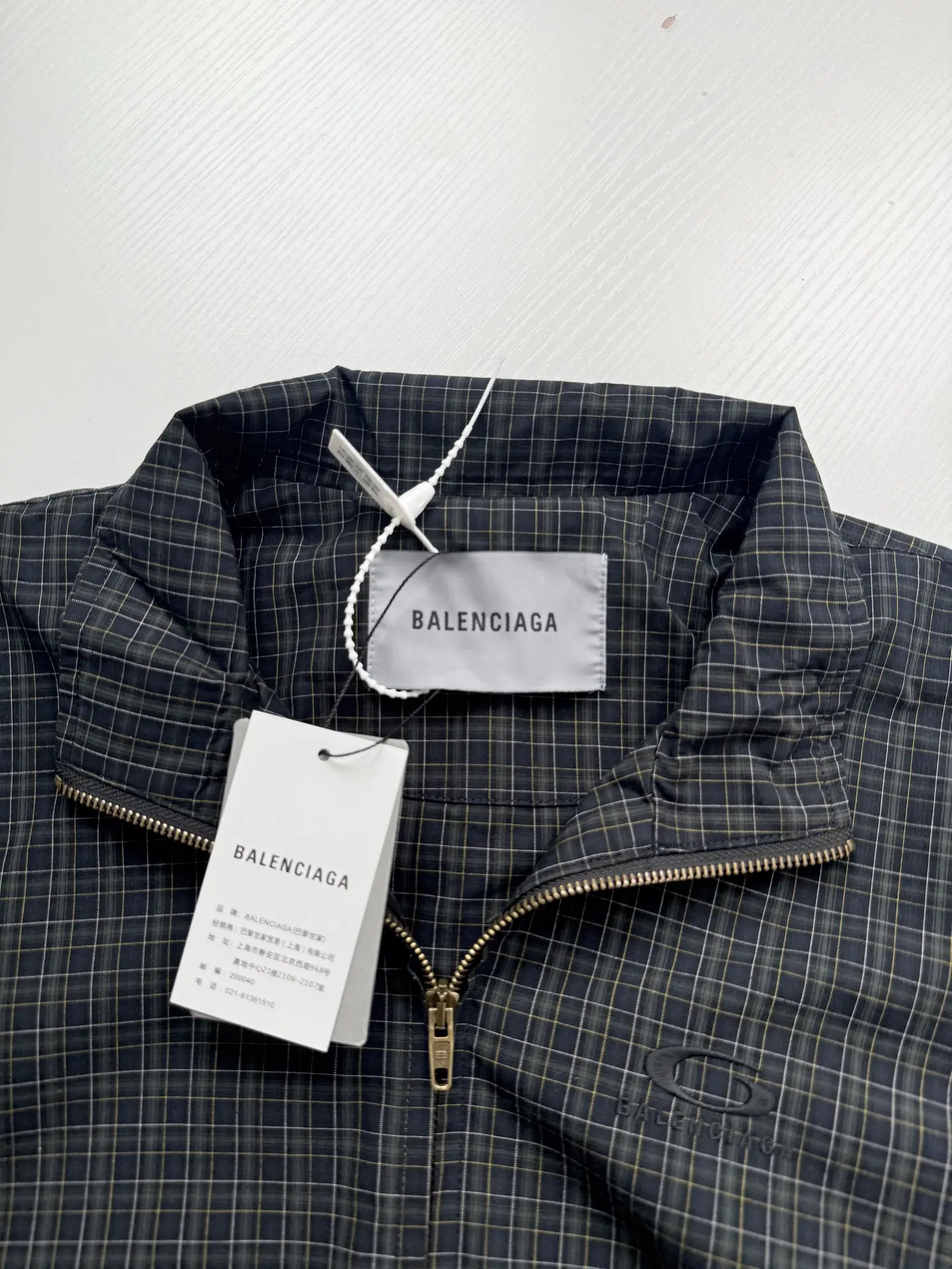 Checked Funnel-Neck Zip-Up Jacket D32523904 — view 4