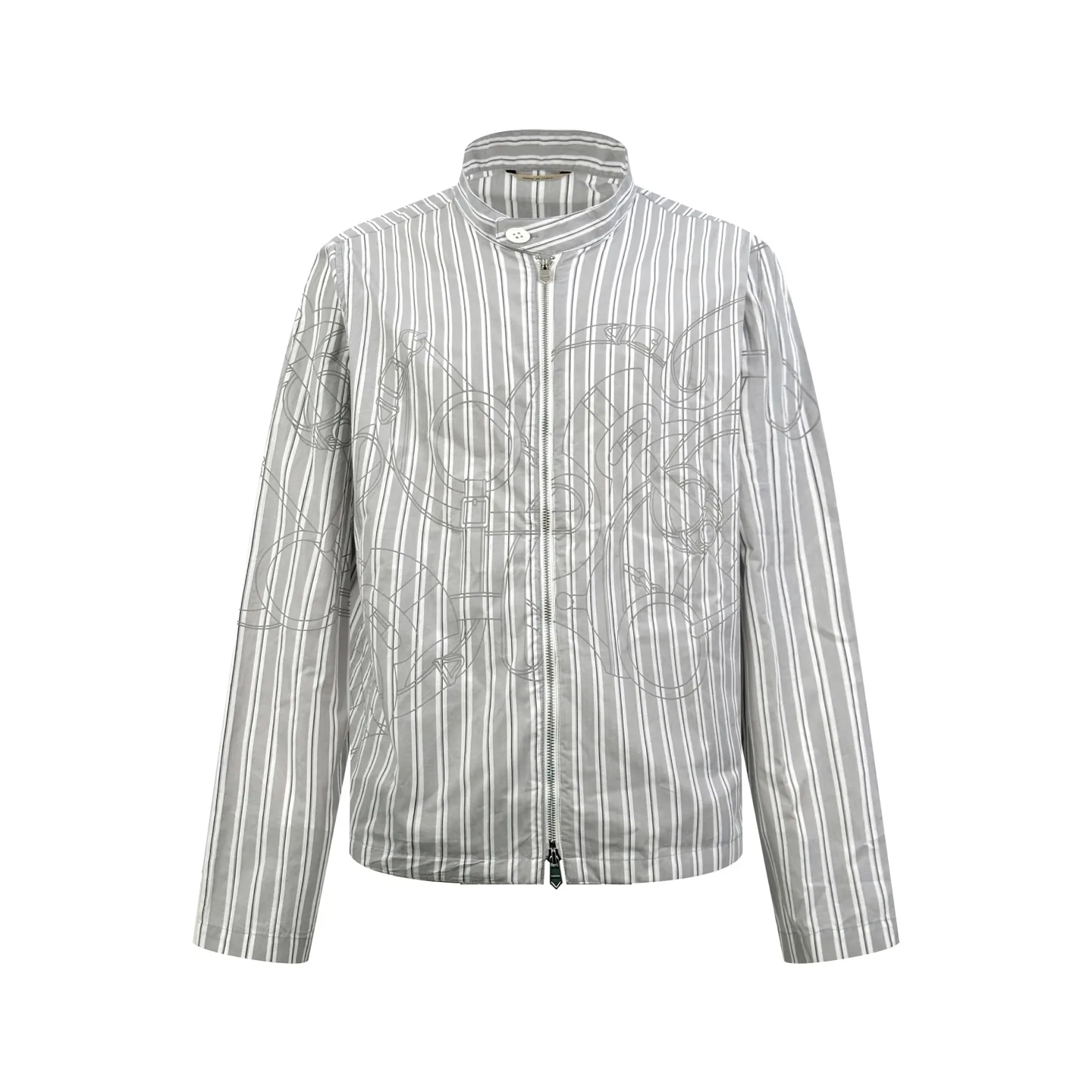 Striped Cotton Harrington Jacket with Equestrian Print D33023217