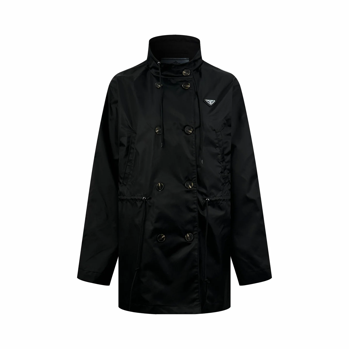 Double-Breasted Re-Nylon Jacket with Triangle Logo D33522705