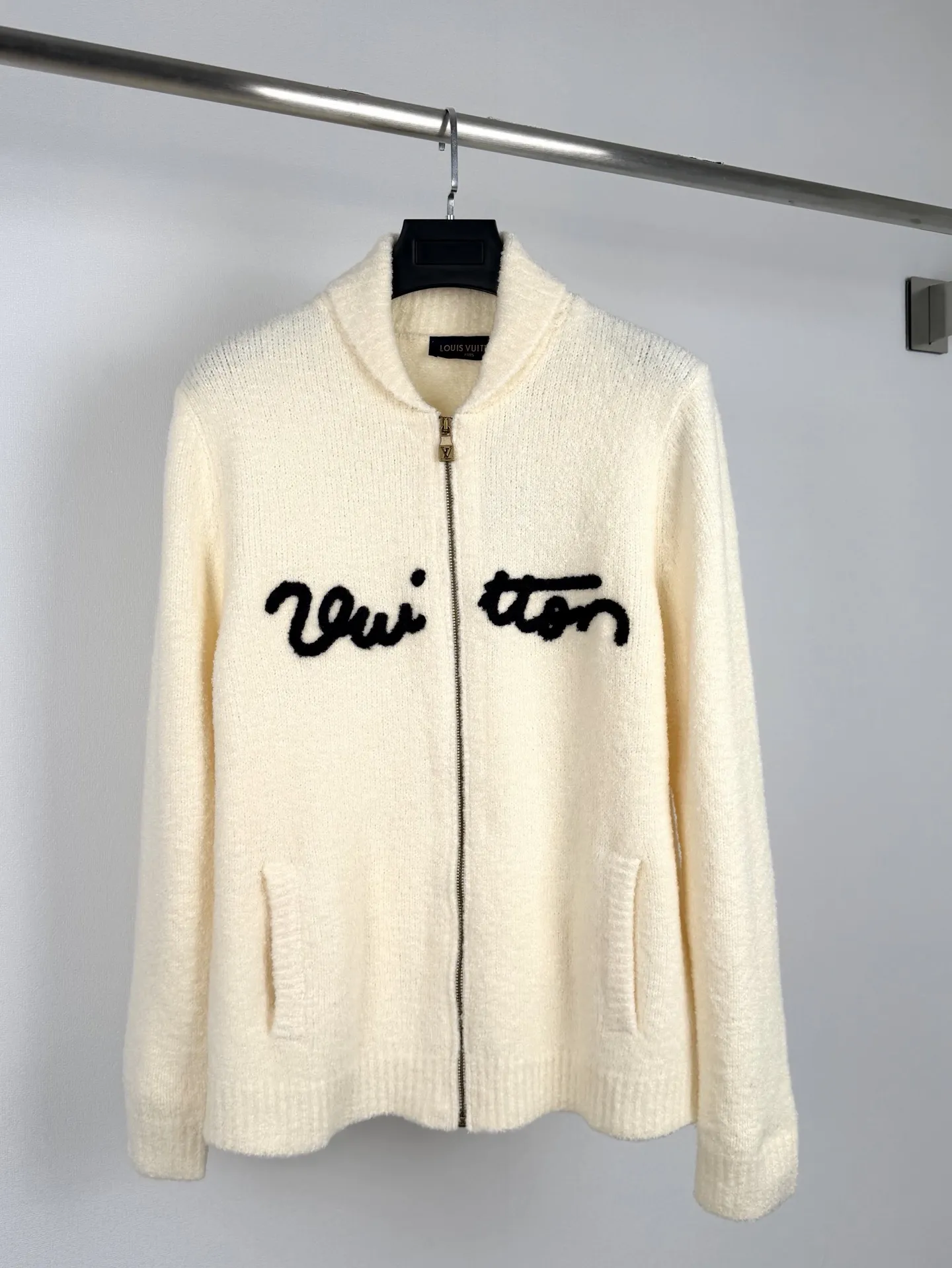 Script Logo Chenille Embroidery Zip-Up Cardigan D33521333