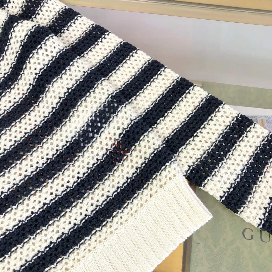 Striped Open-Knit Cotton Sweater D33524070 — view 6
